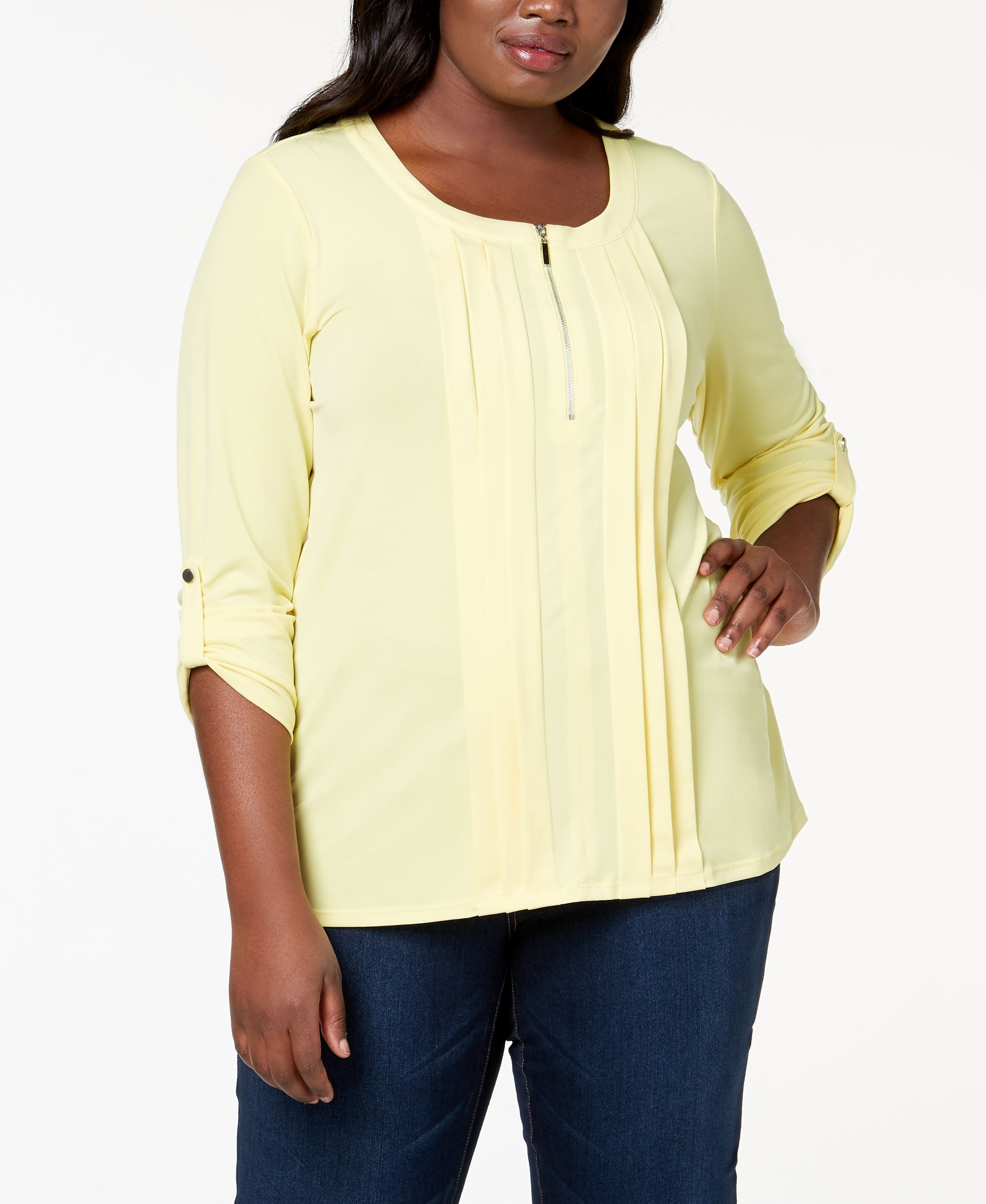 NY Collection Plus Size Pleated Premium Top