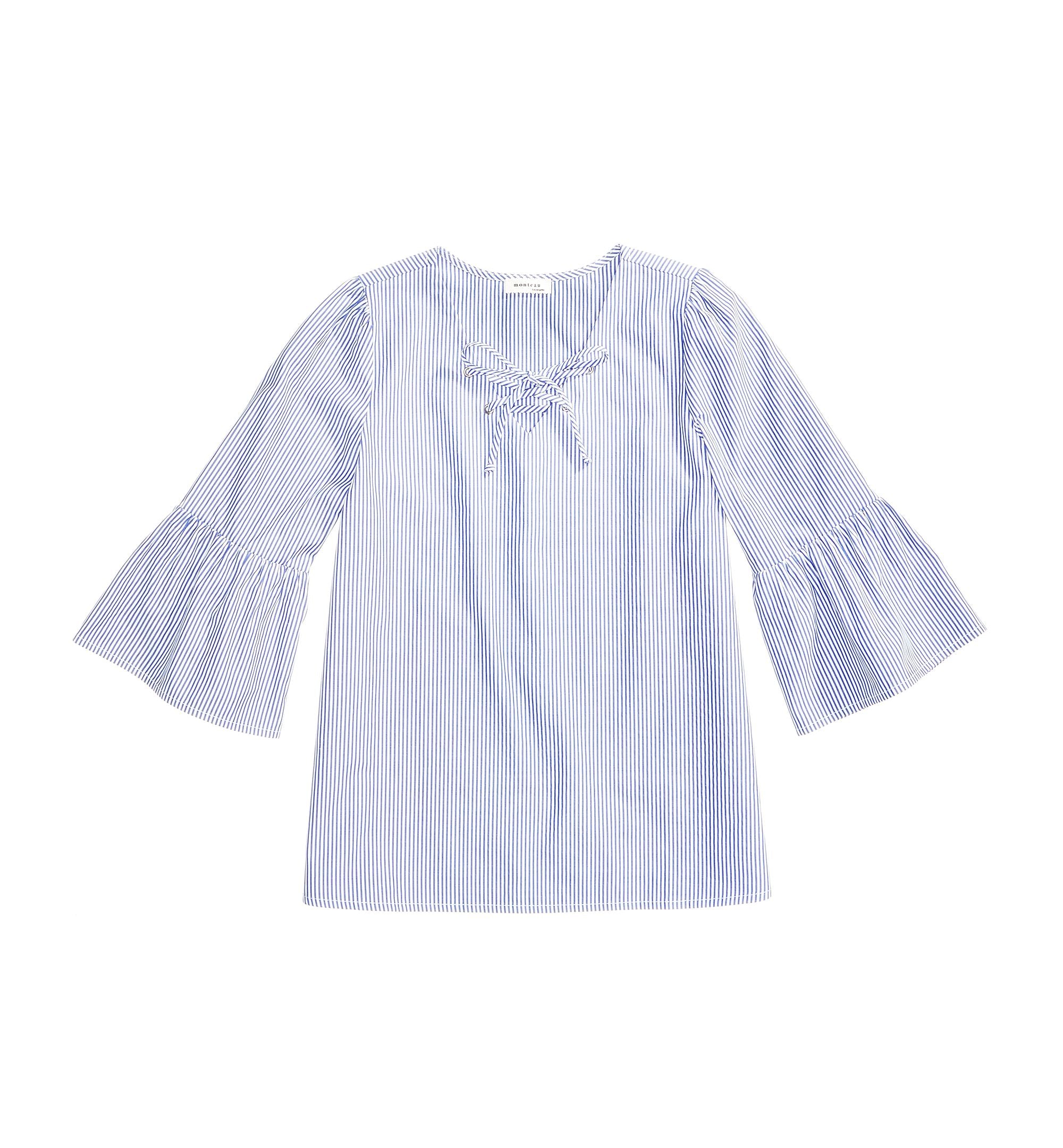 Monteau Striped Bell Sleeve Lace Up Premium Top Big Girls