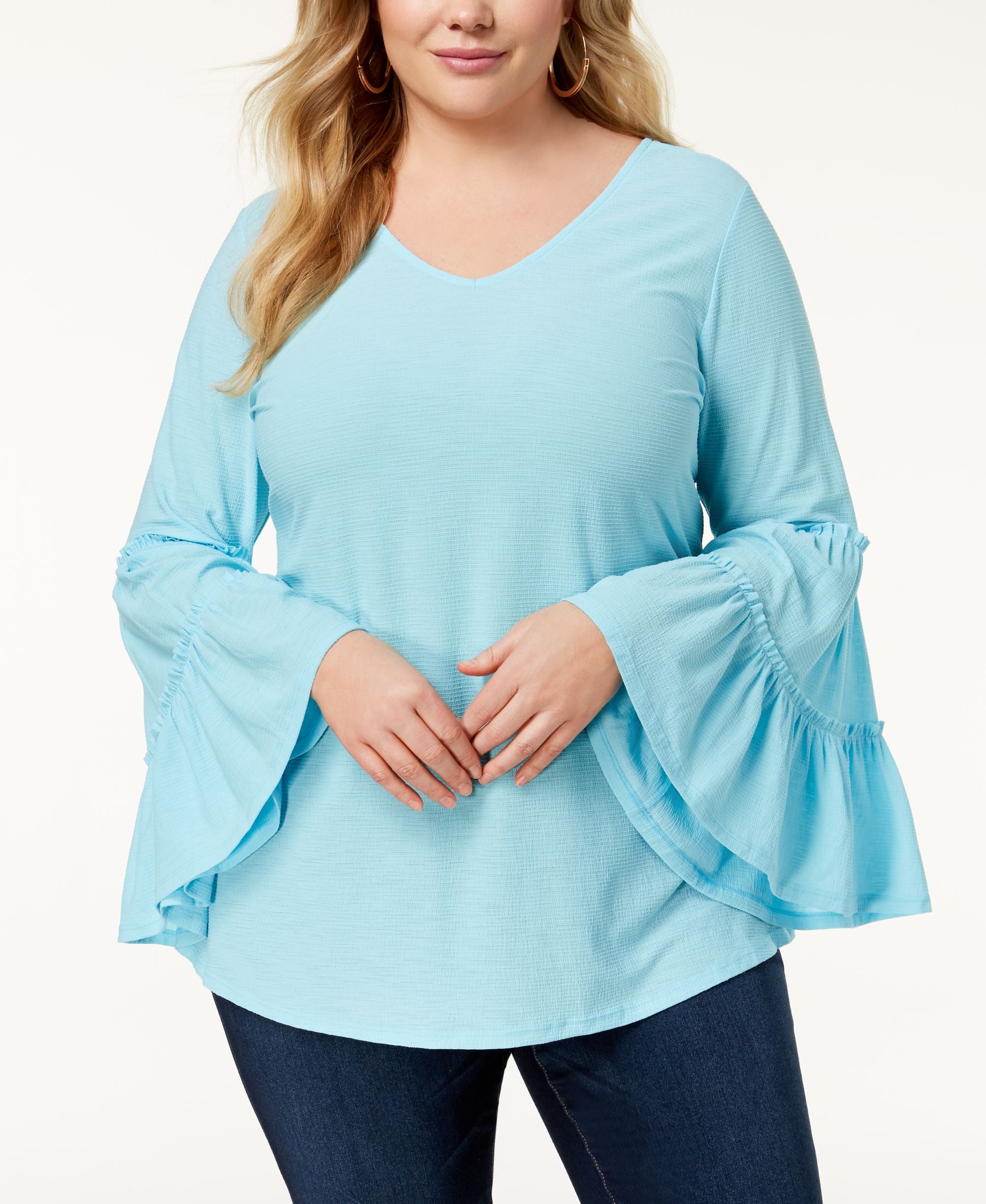 NY Collection Plus Size Ruffled Sleeve Premium Top