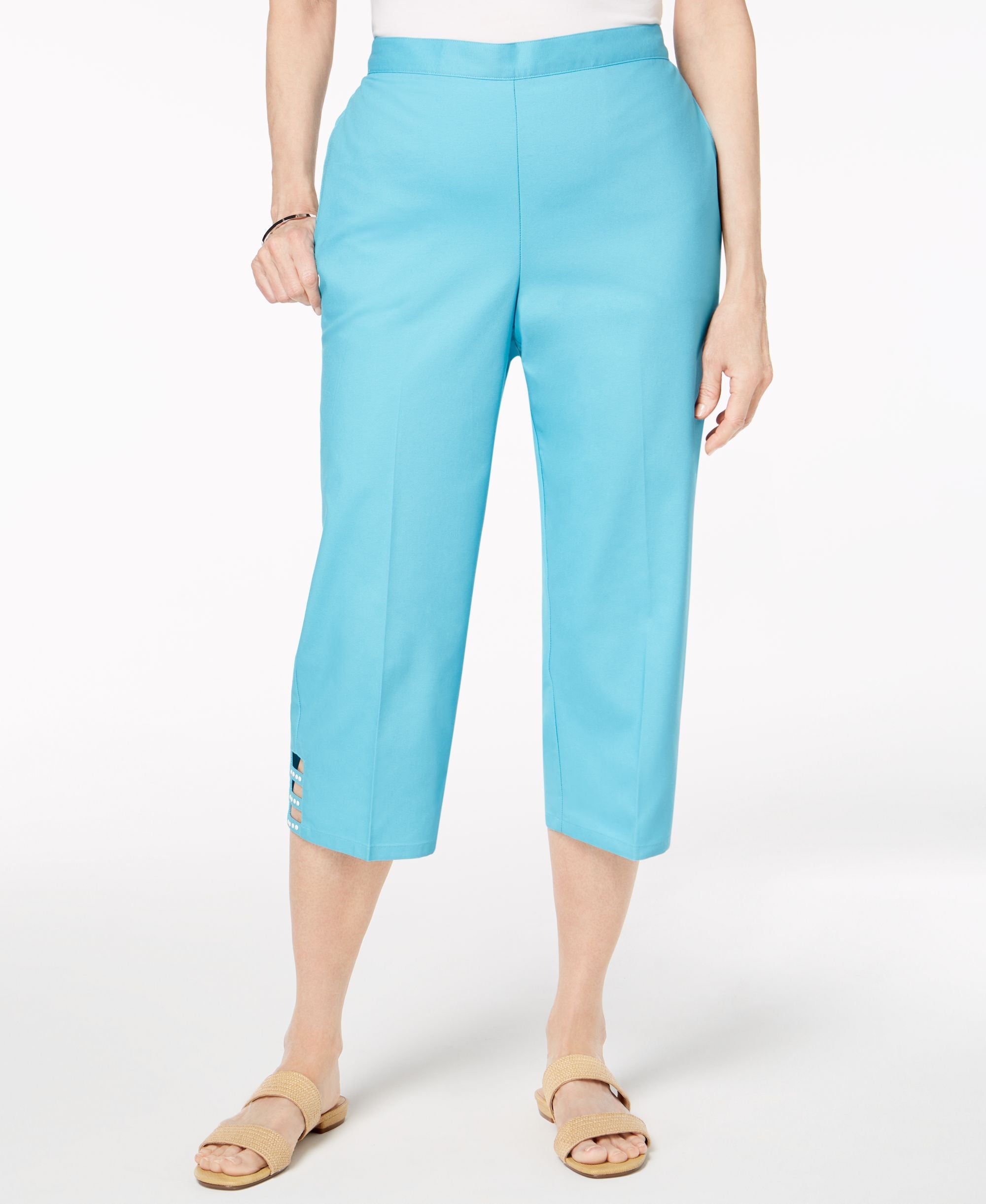 Alfred Dunner Turks Caicos Cropped Ladder Hem Comfort-Waist Signature Pants