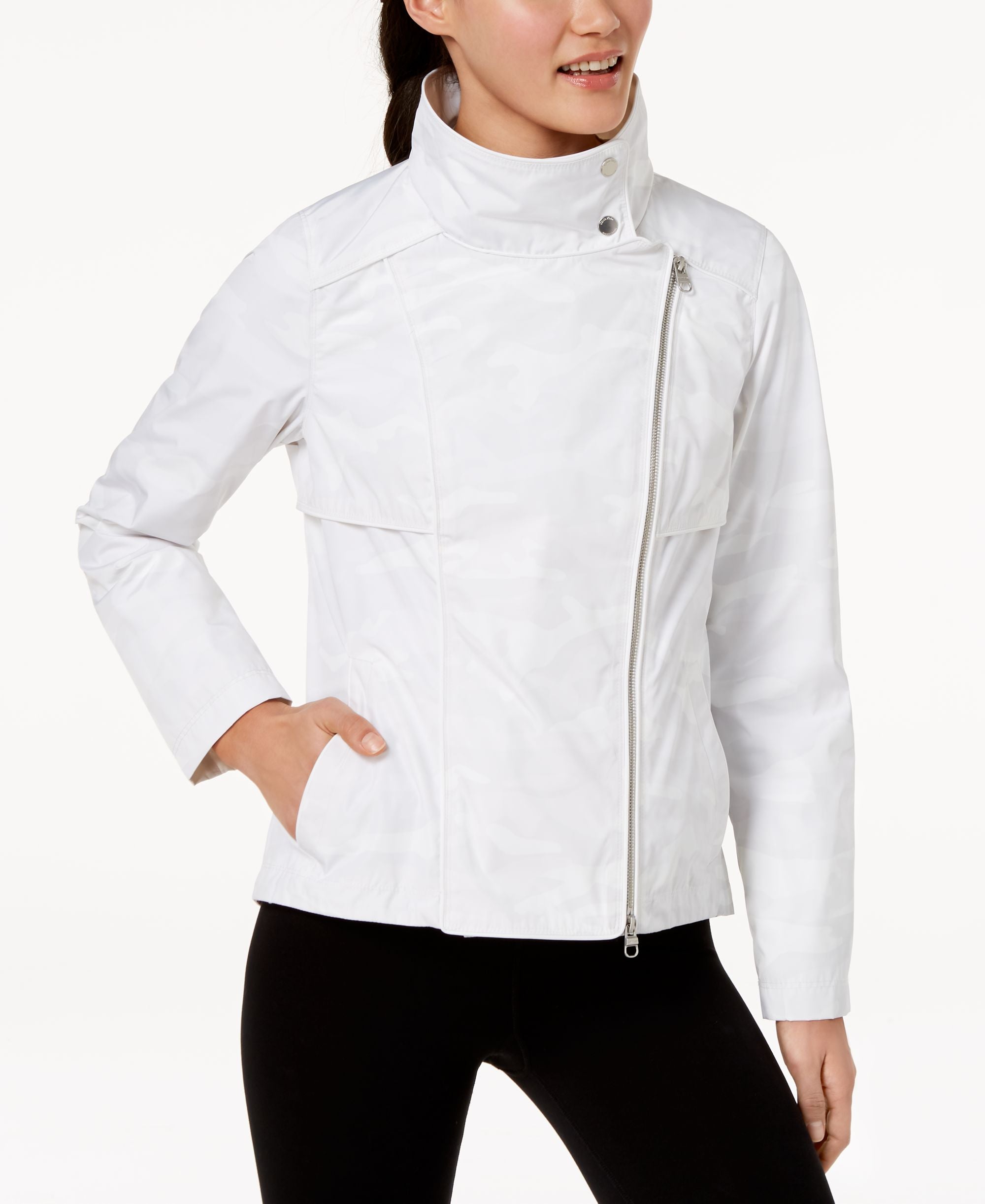Calvin Klein Performance Spectator Printed Asymmetrical Zip Hooded Jacket