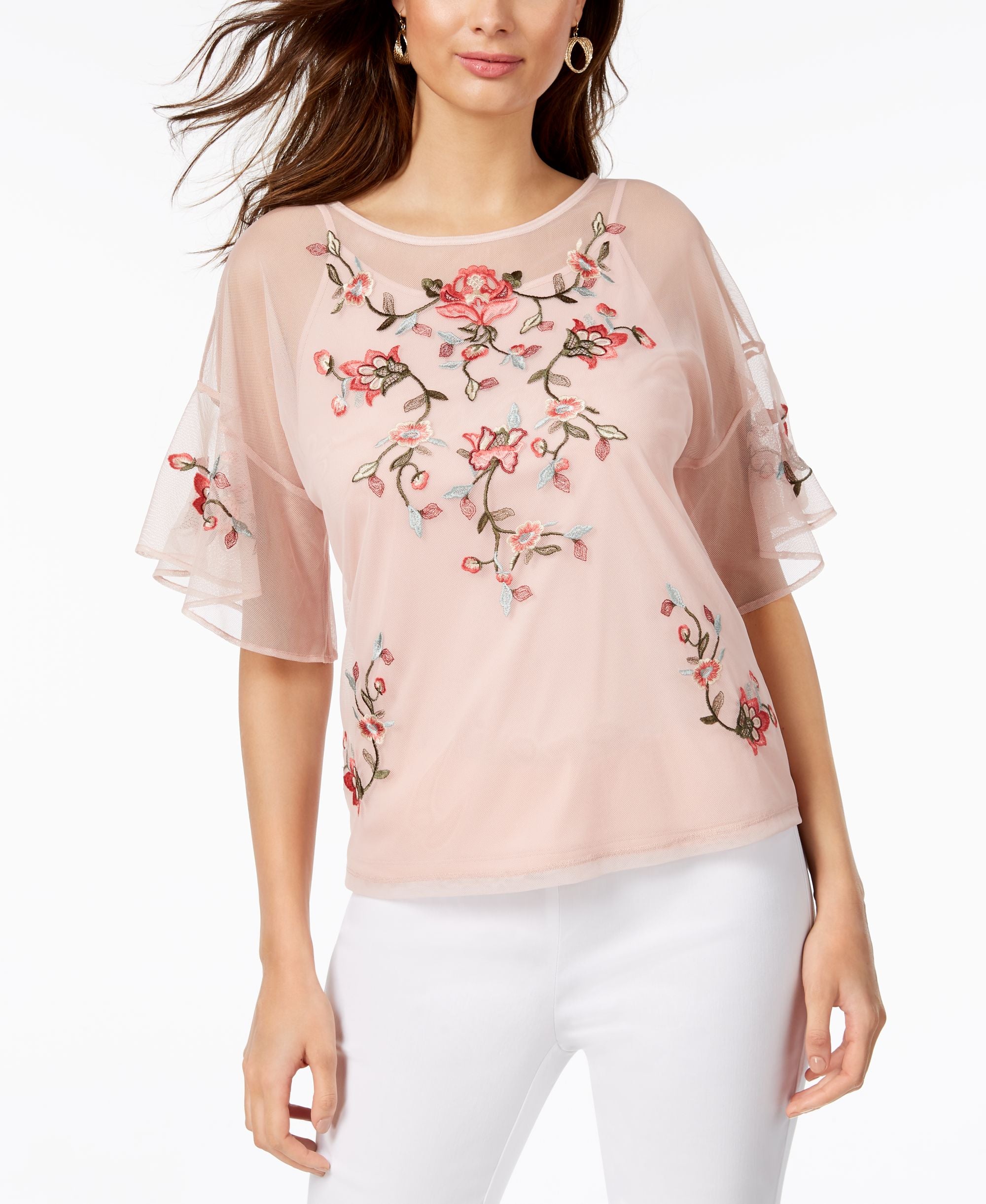 Embroidered Mesh Premium Top
