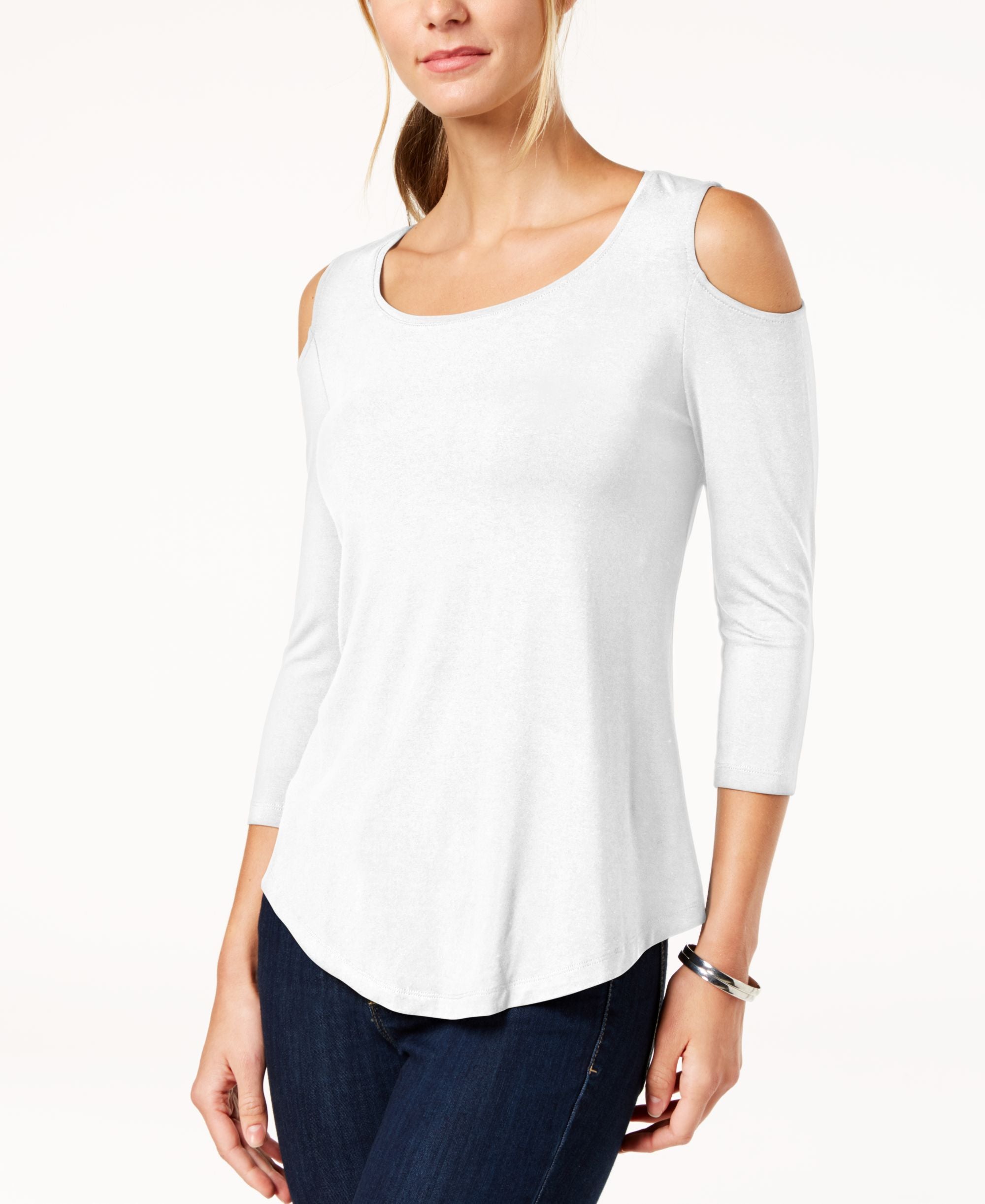 JM Collection Petite Cold Shoulder Premium Top