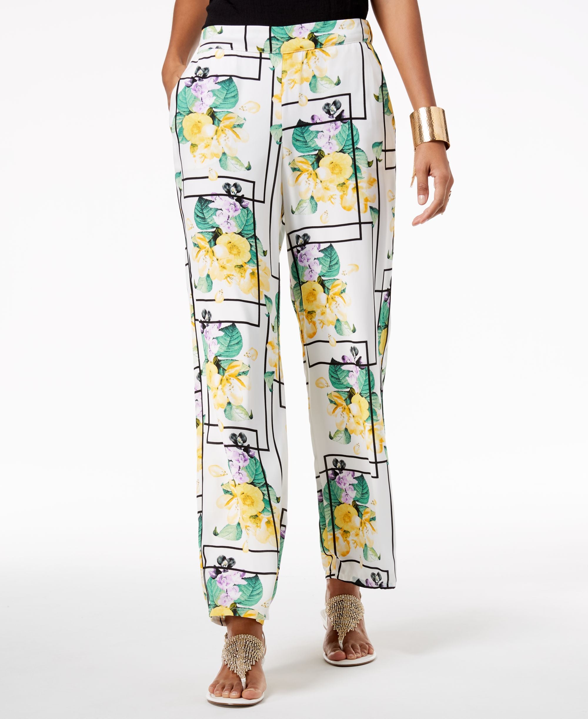 Thalia Sodi Printed Wide-Leg Signature Pants
