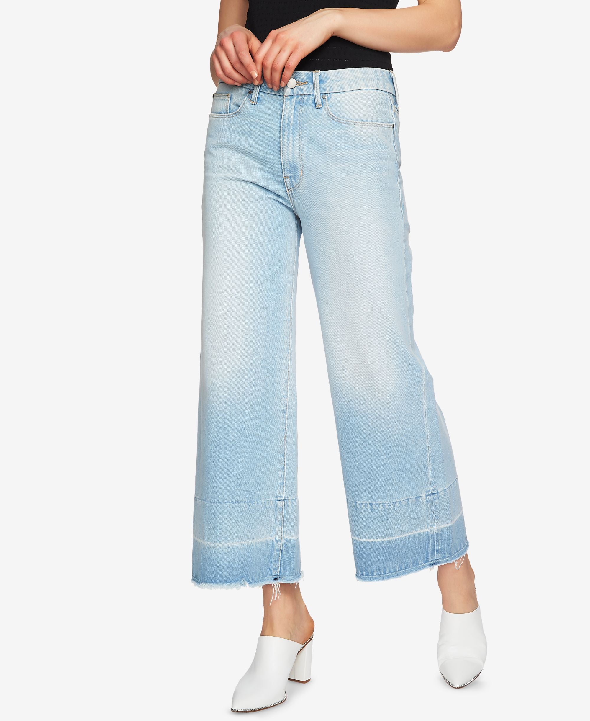 1.State Cotton Wide-Leg Ankle Premium Jeans