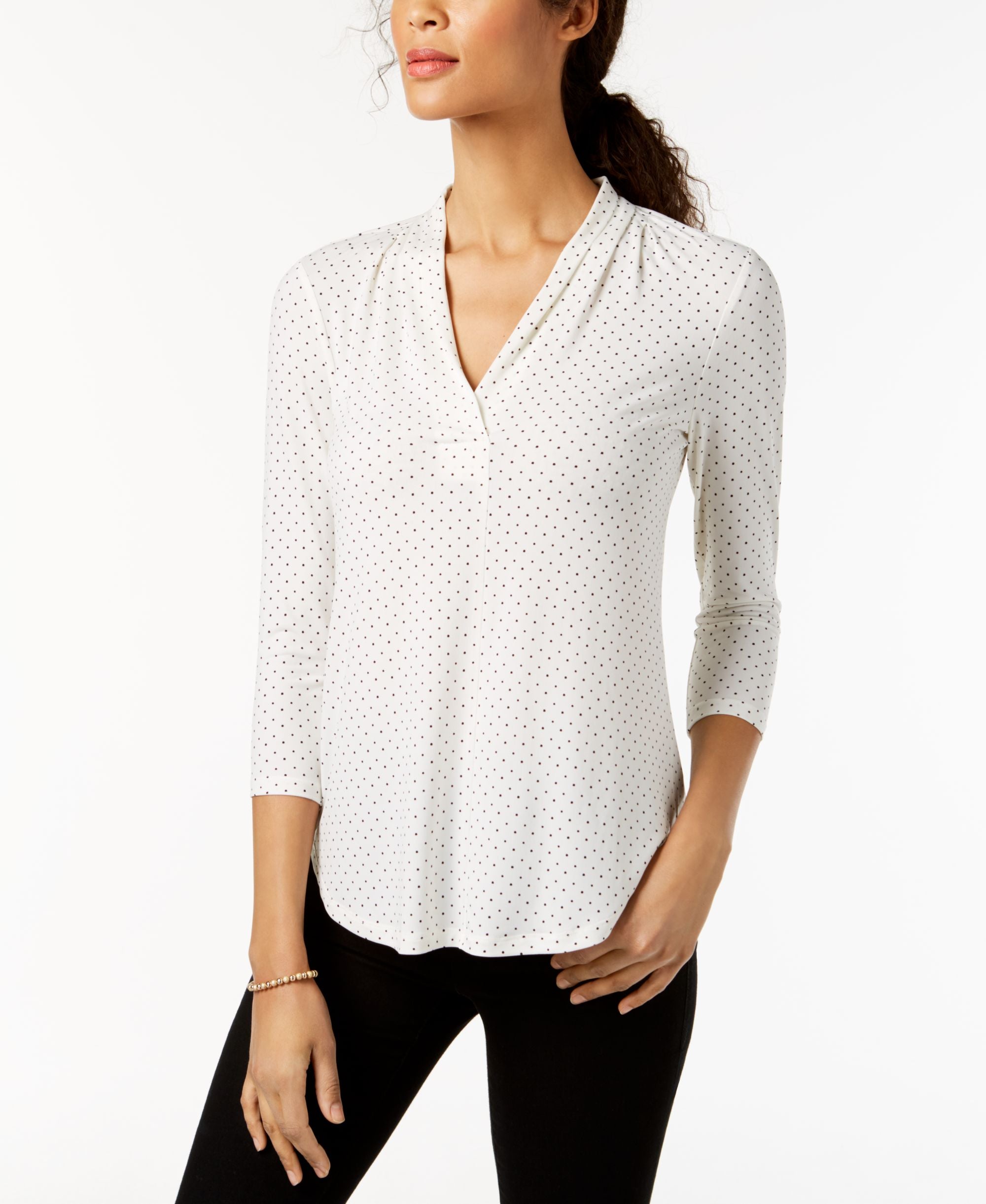 Charter Club Printed V Neck Premium Top