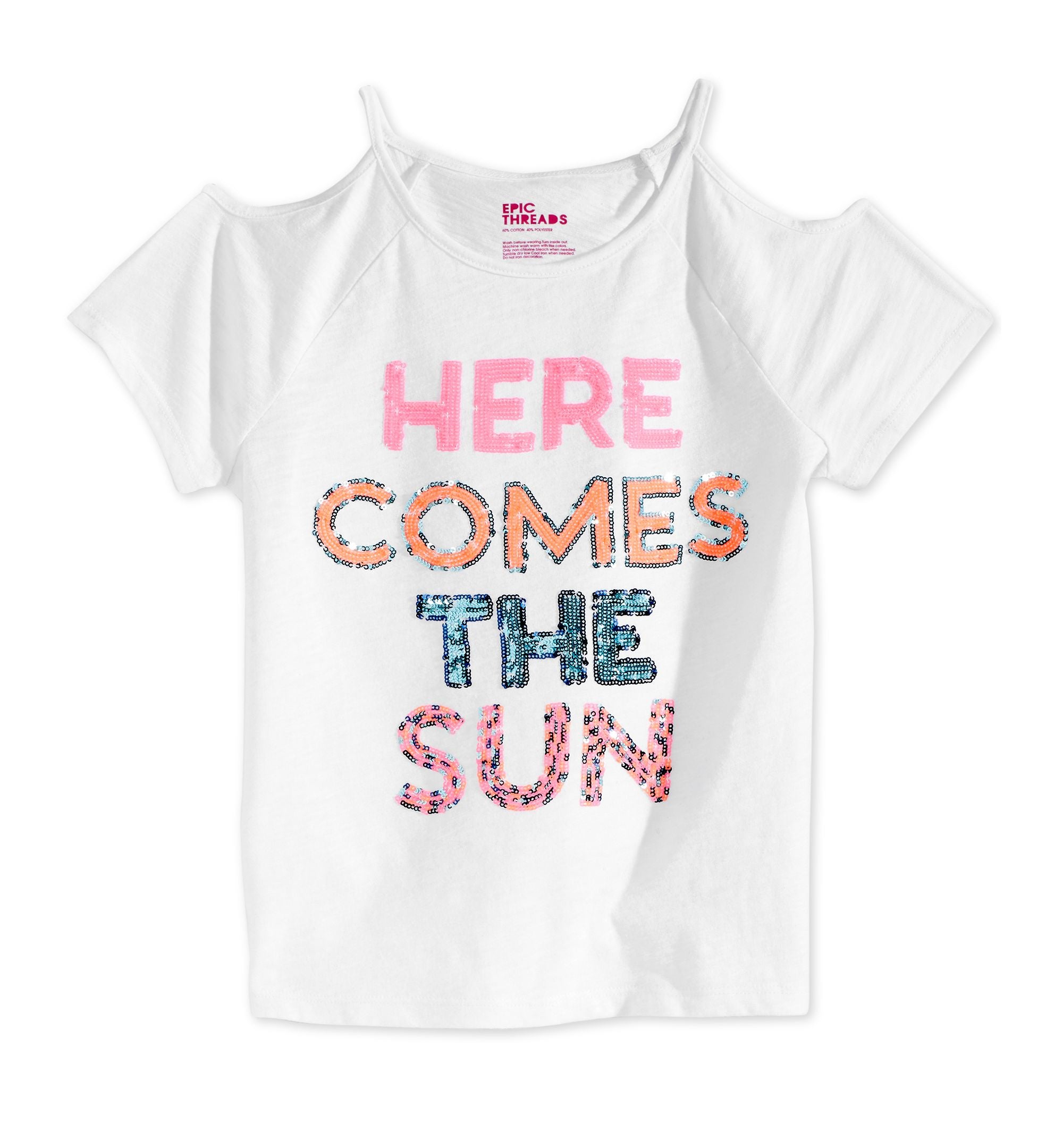 Epic Threads Sequin Cold Shoulder T-Modern Shirt Big Girls