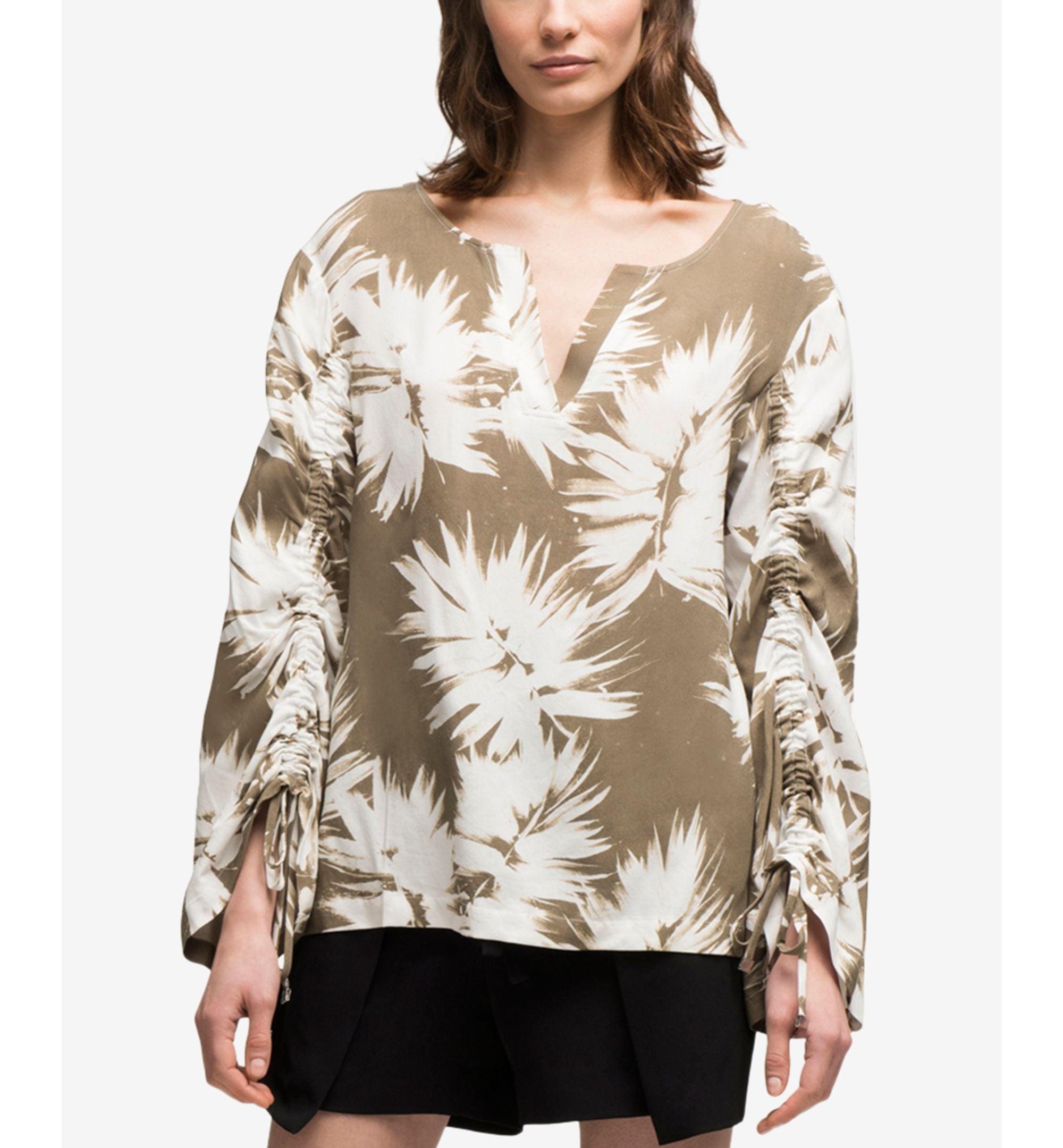 Ruched-Sleeve Premium Top
