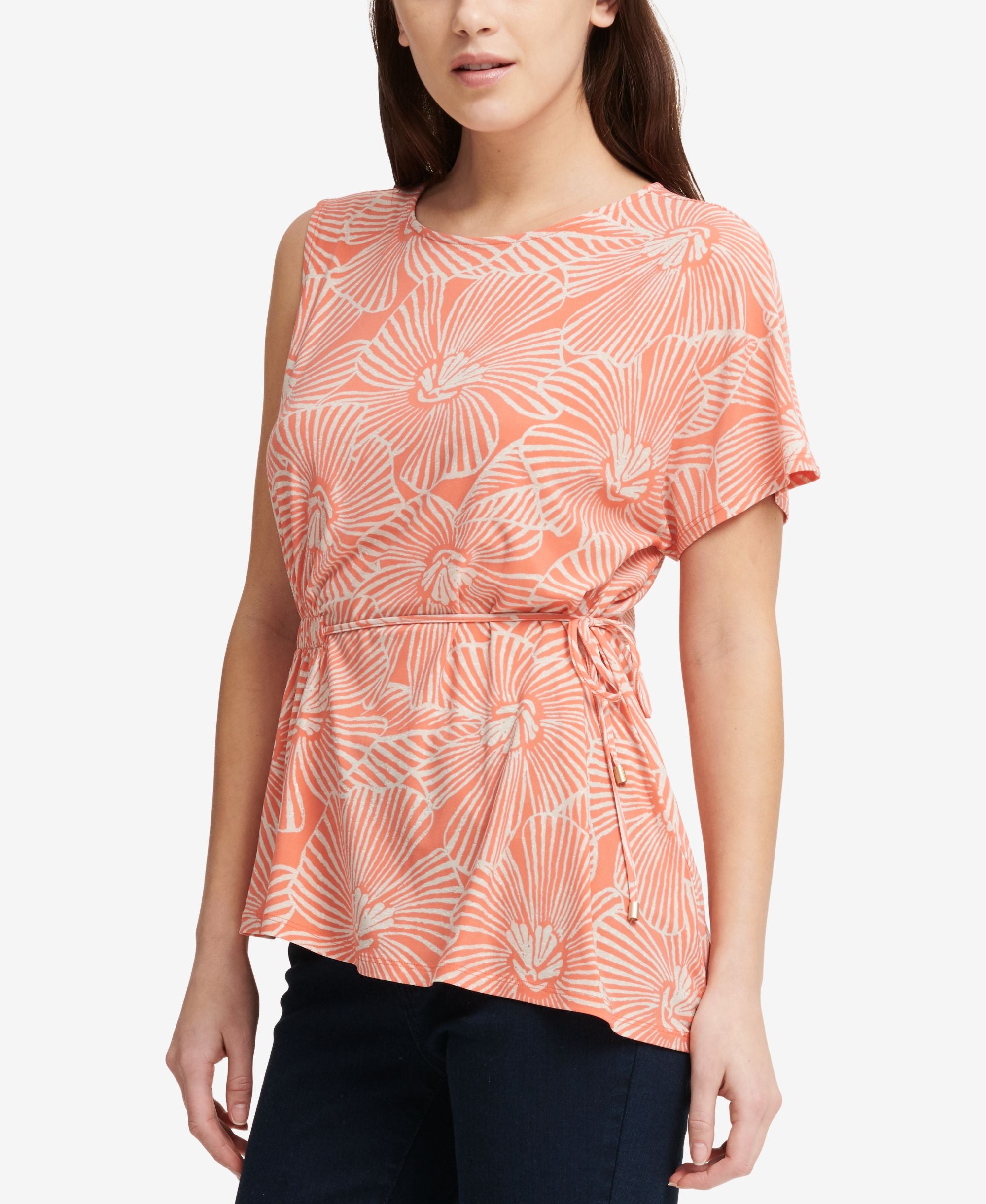 DKNY Printed Asymmetrical Premium Top