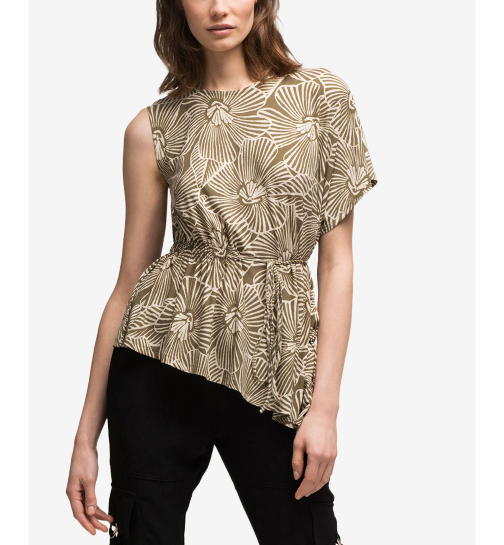 DKNY Printed Asymmetrical Premium Top