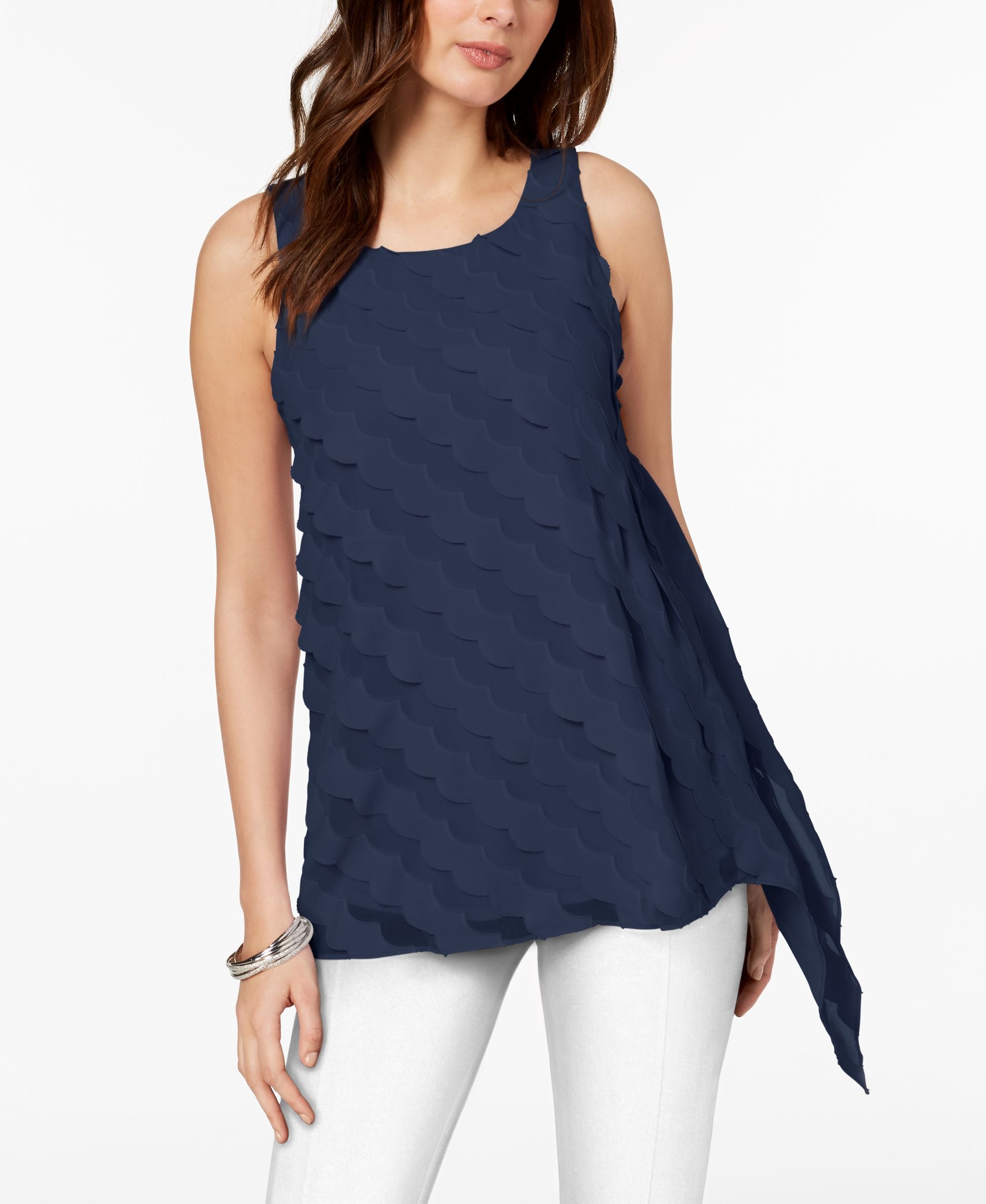 Alfani Scalloped Asymmetrical Tank Premium Top