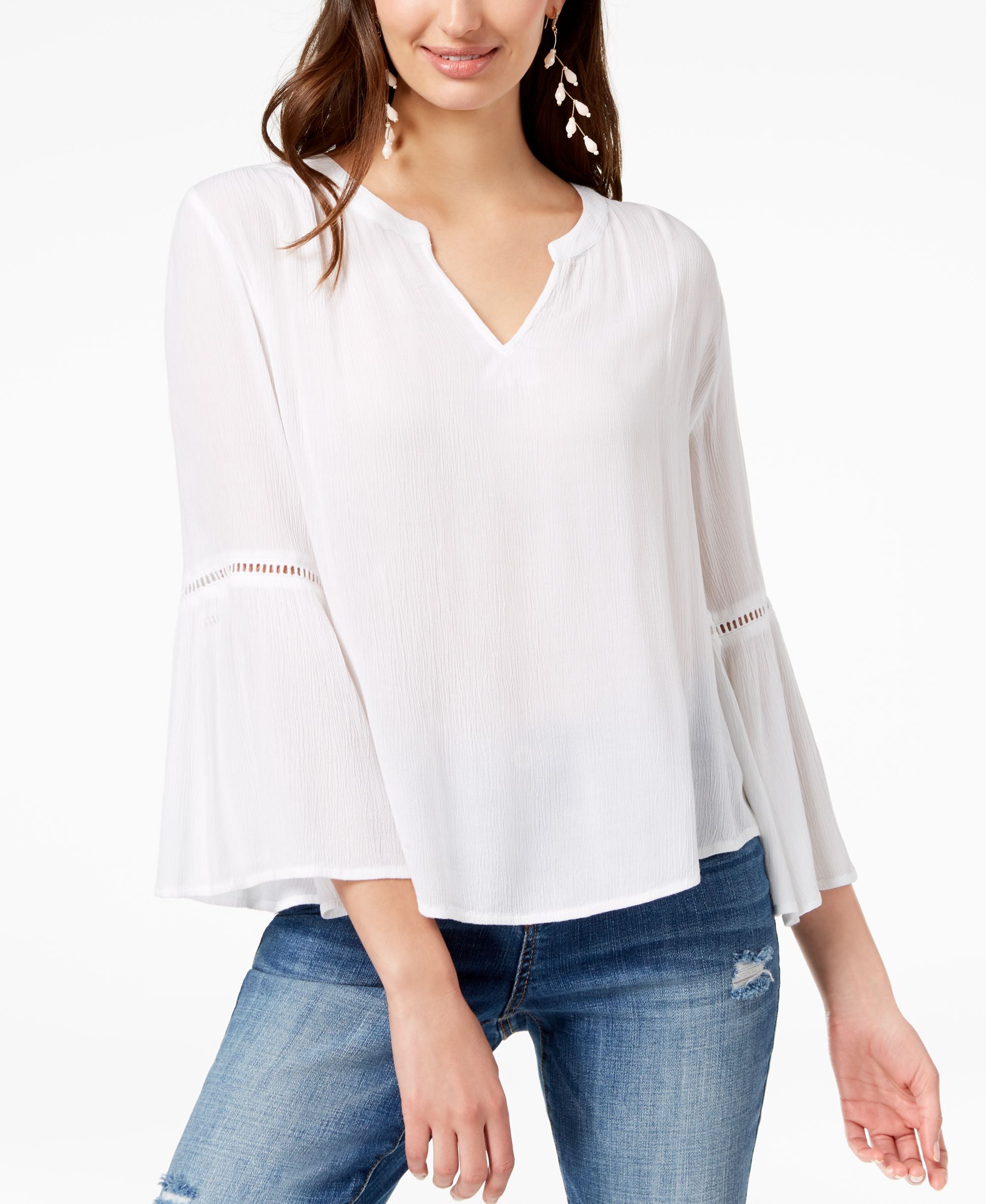 Ladder Trim Bell Sleeve Premium Top