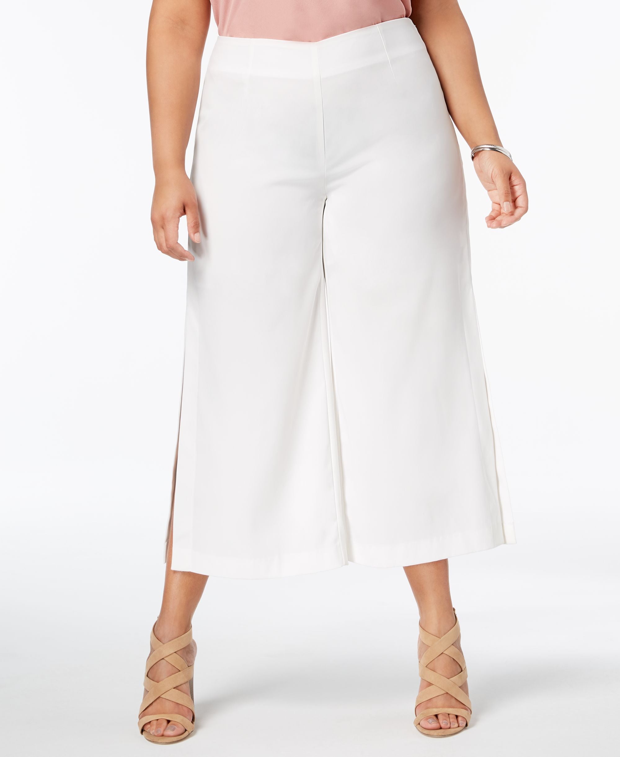 NY Collection Split Wide-Leg Cropped Signature Pants