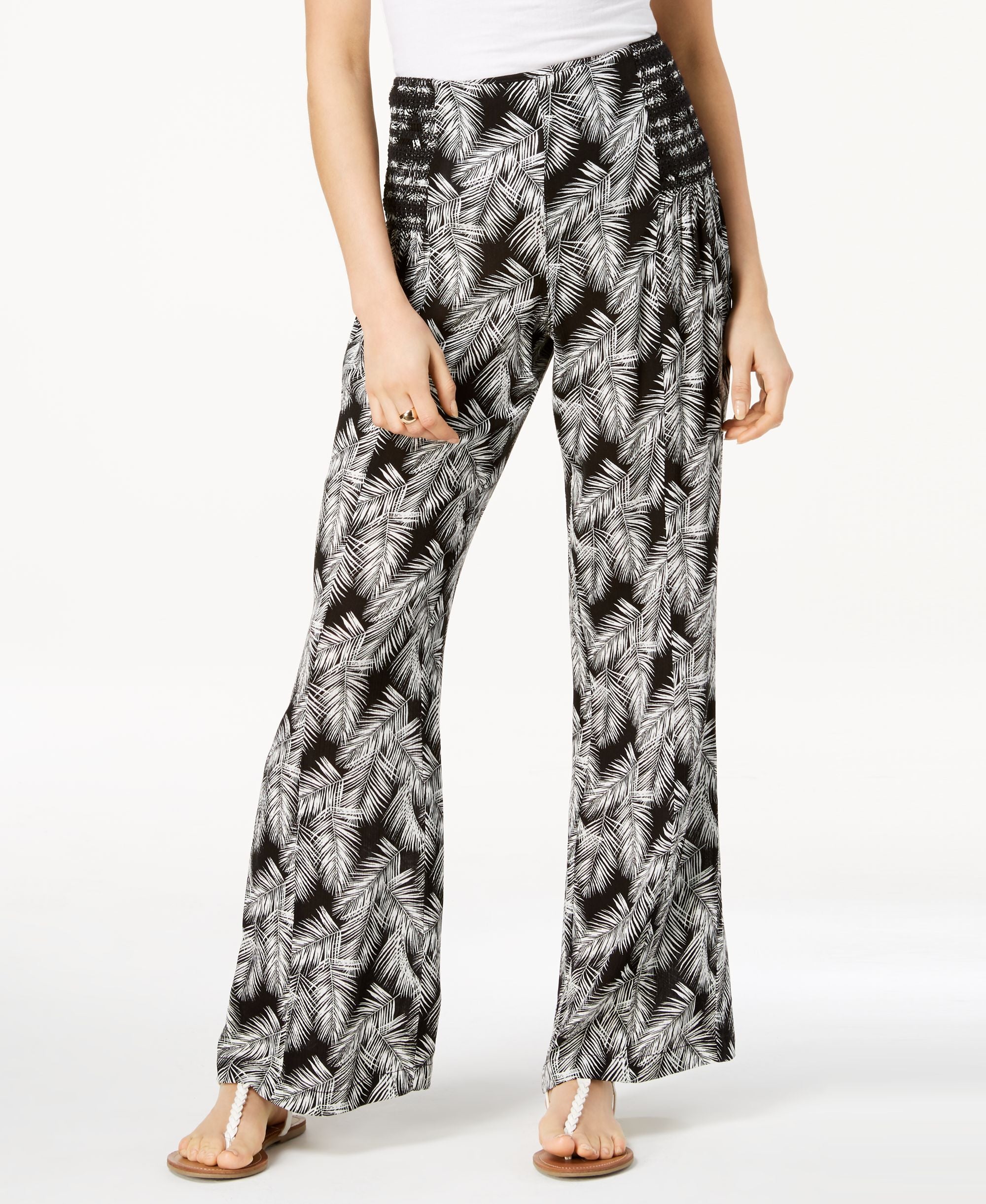 Rewash Juniors Printed Smocked Waist Signature Pants