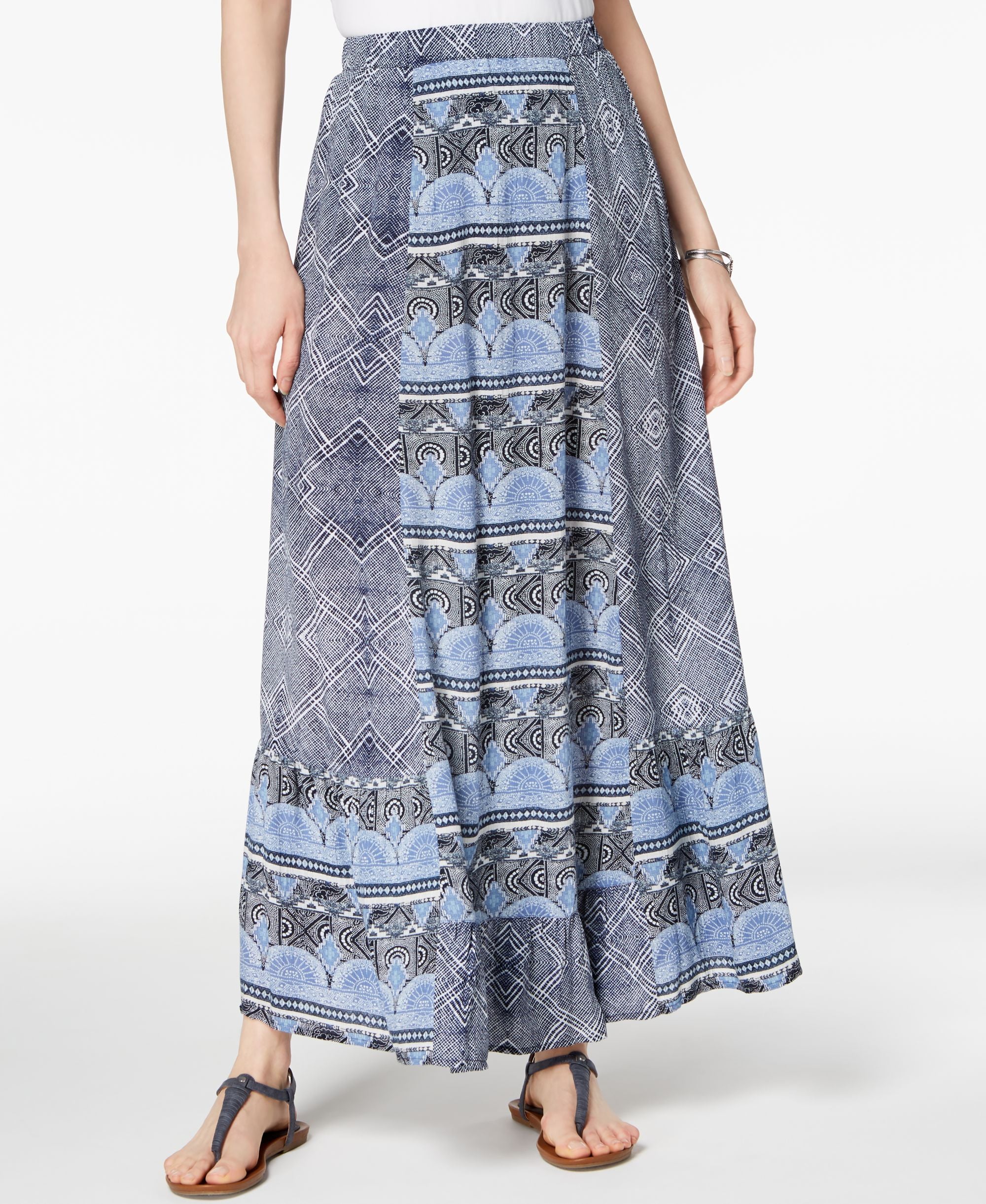 Style & Co Petite Mixed Print Maxi Modern Skirt