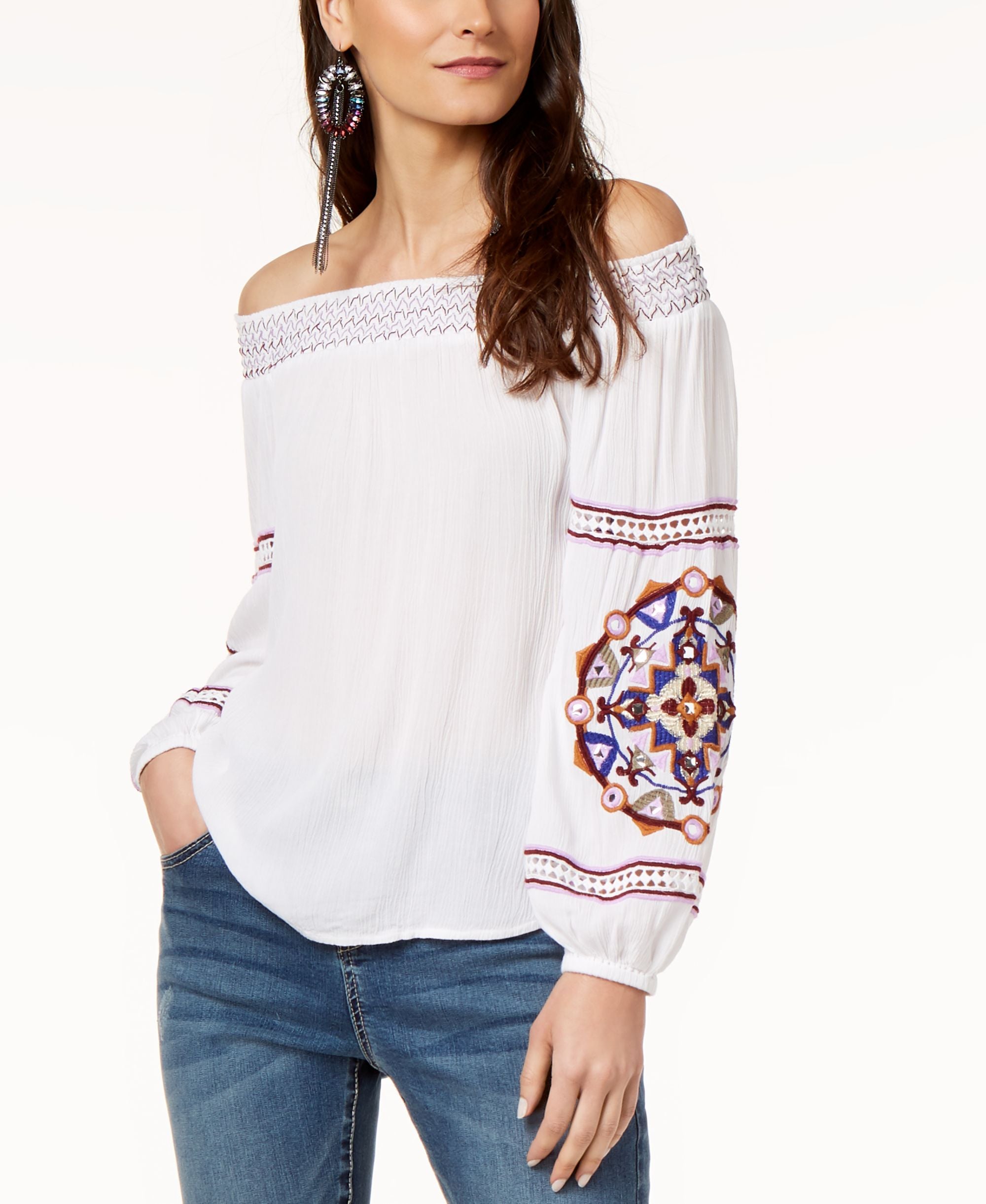 Off The Shoulder Embroidered Premium Top