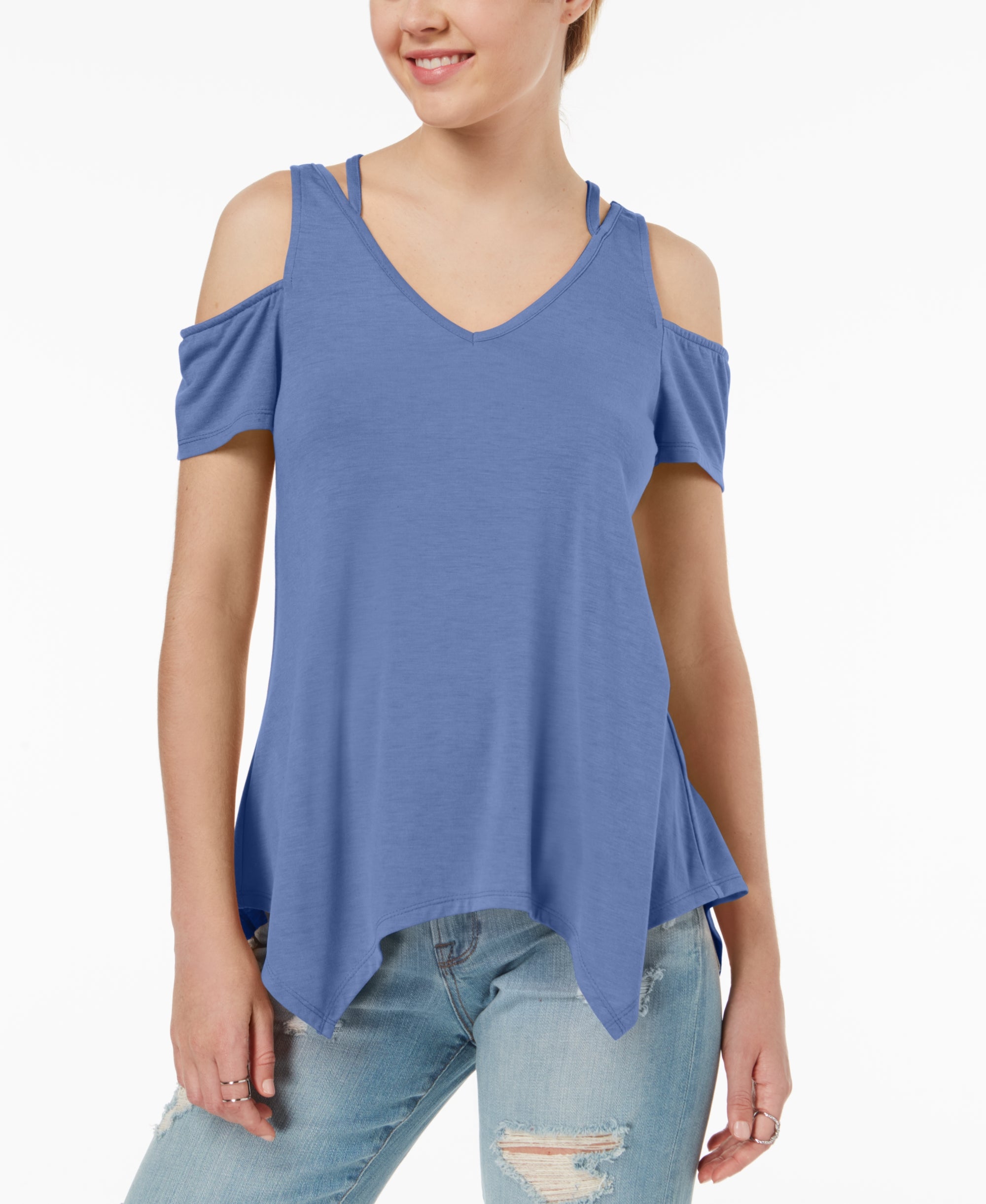 Juniors' Strappy Cold-Shoulder Premium Top