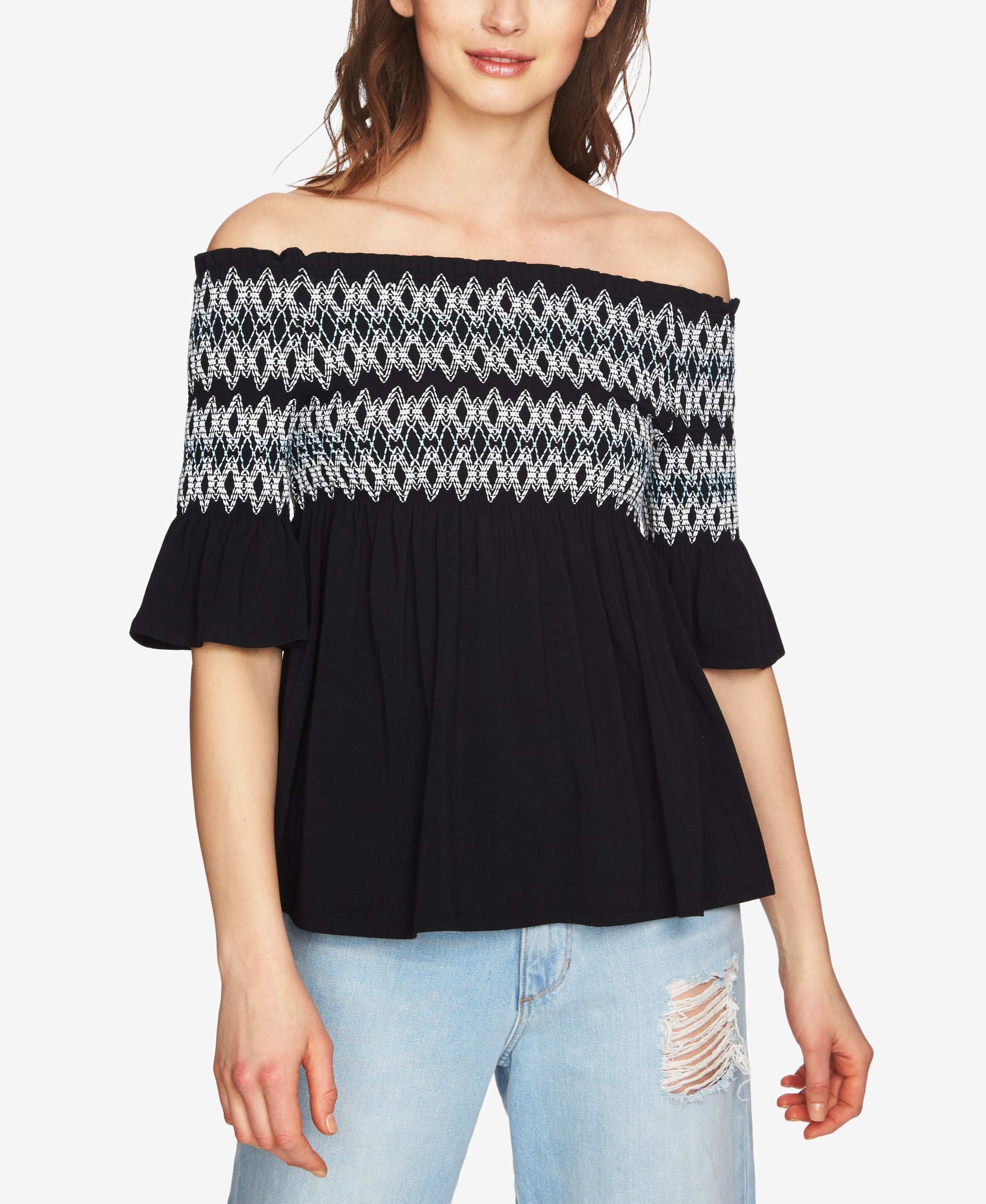 1.State Smocked Off The Shoulder Premium Top