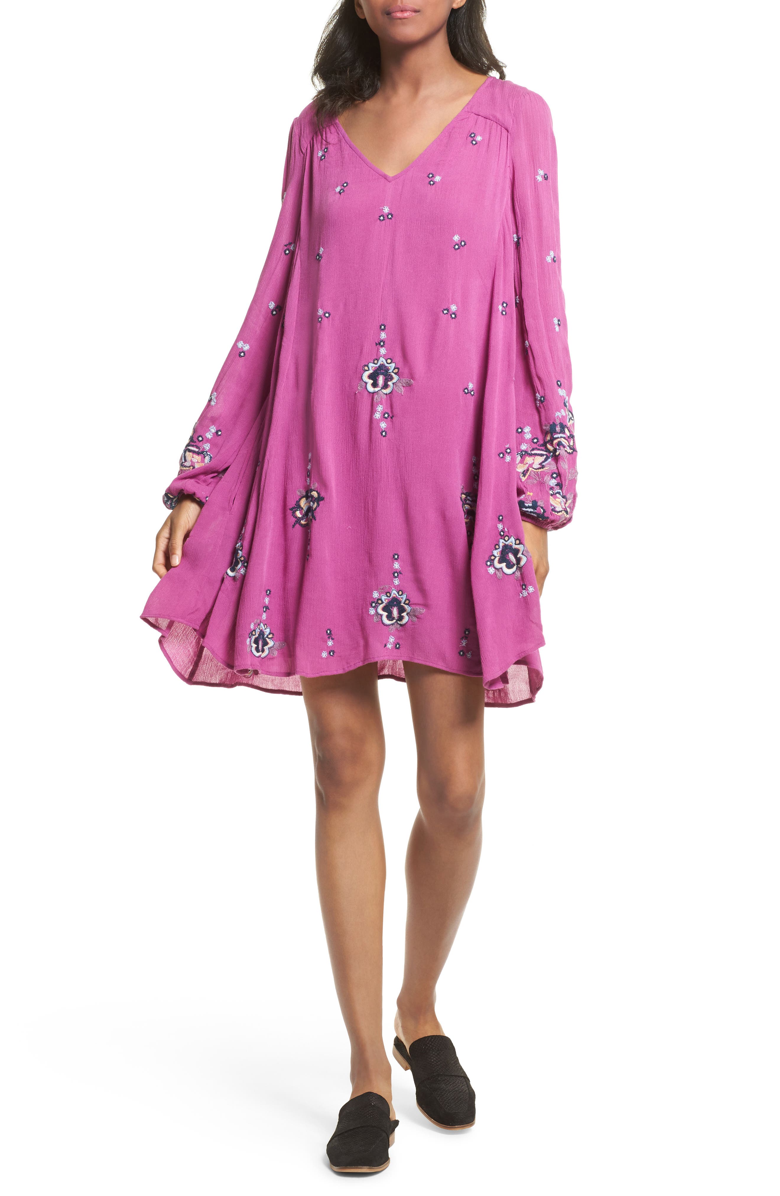 Free People Bohemian Oxford Embroidered Mini Dress