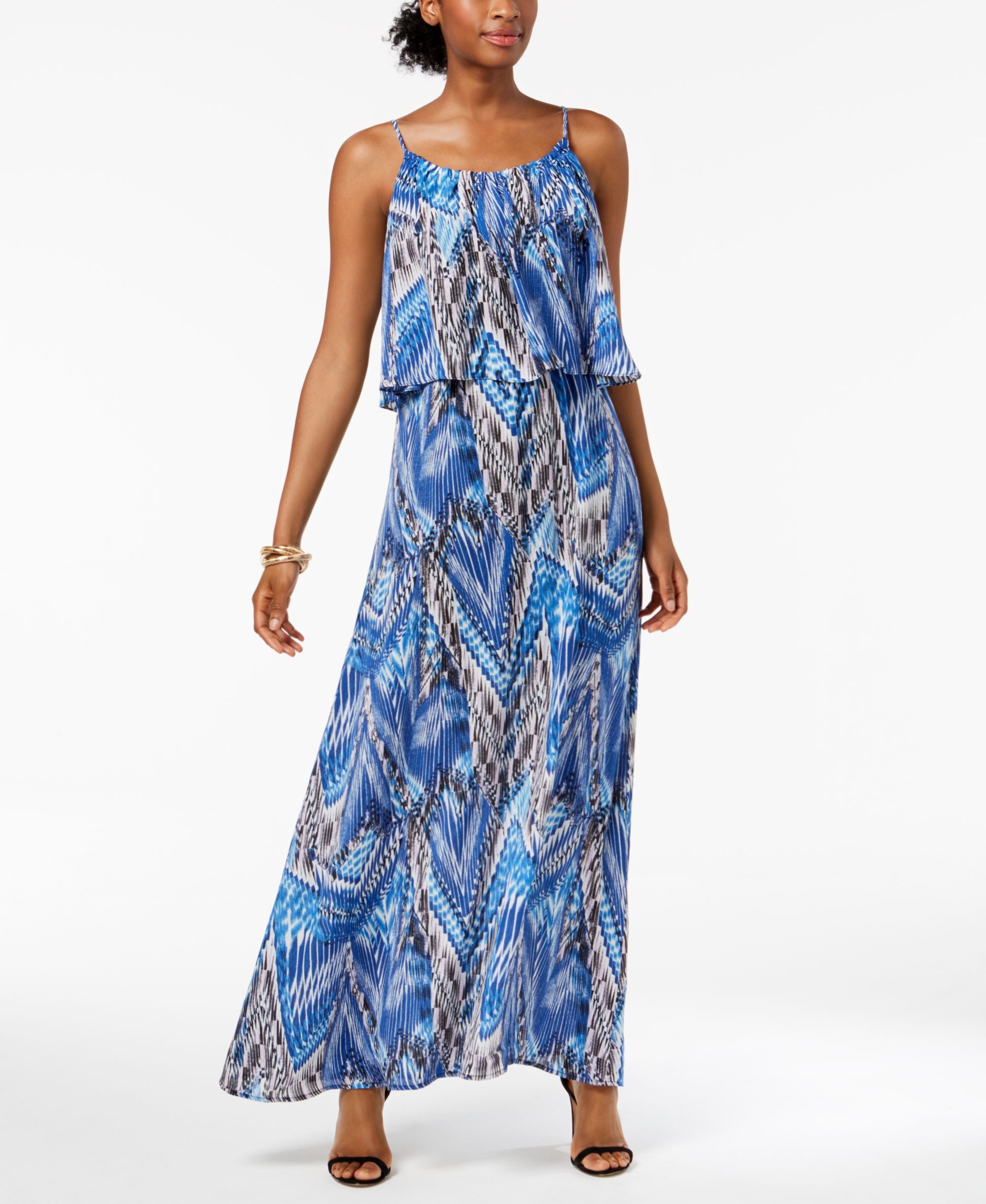 NY Collection Petite Printed Popover Maxi Dress