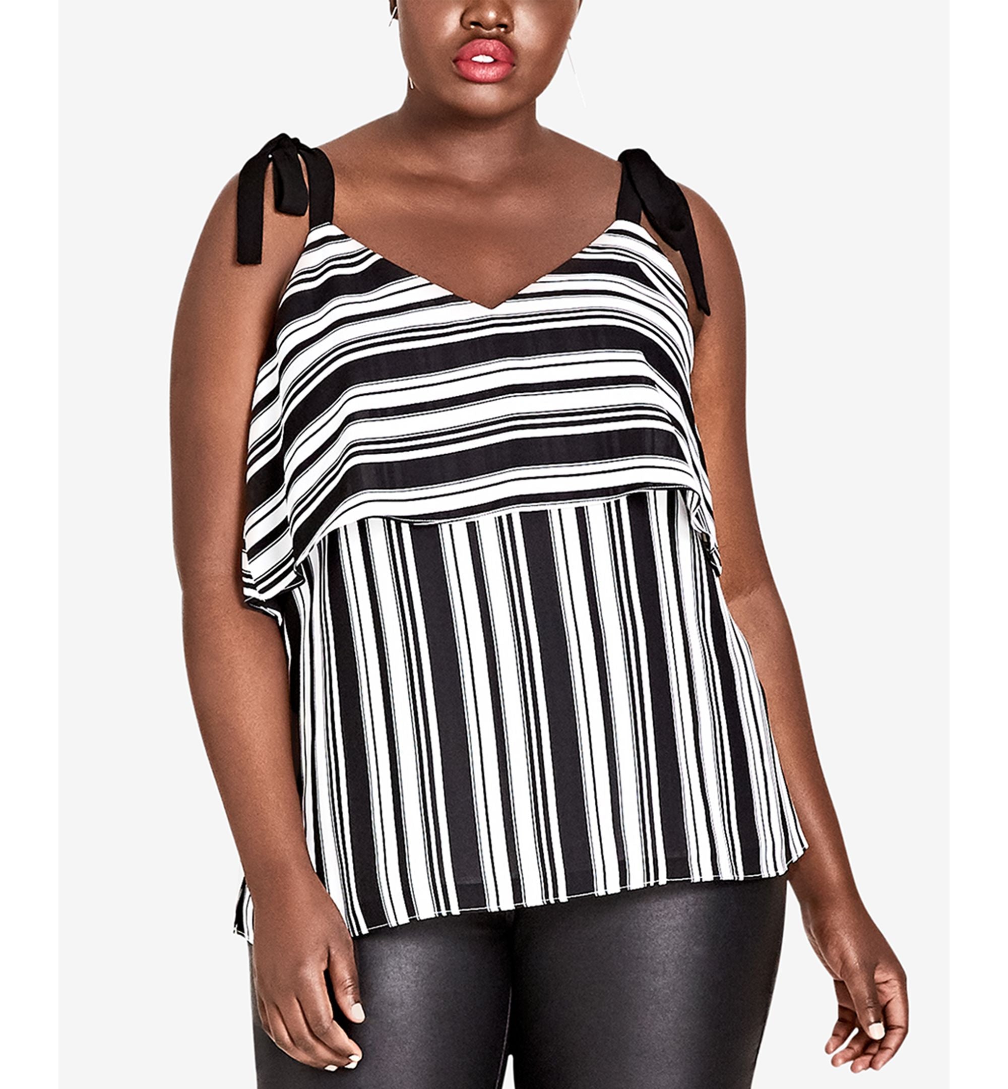 City Chic Modern Plus Size Striped Premium Top