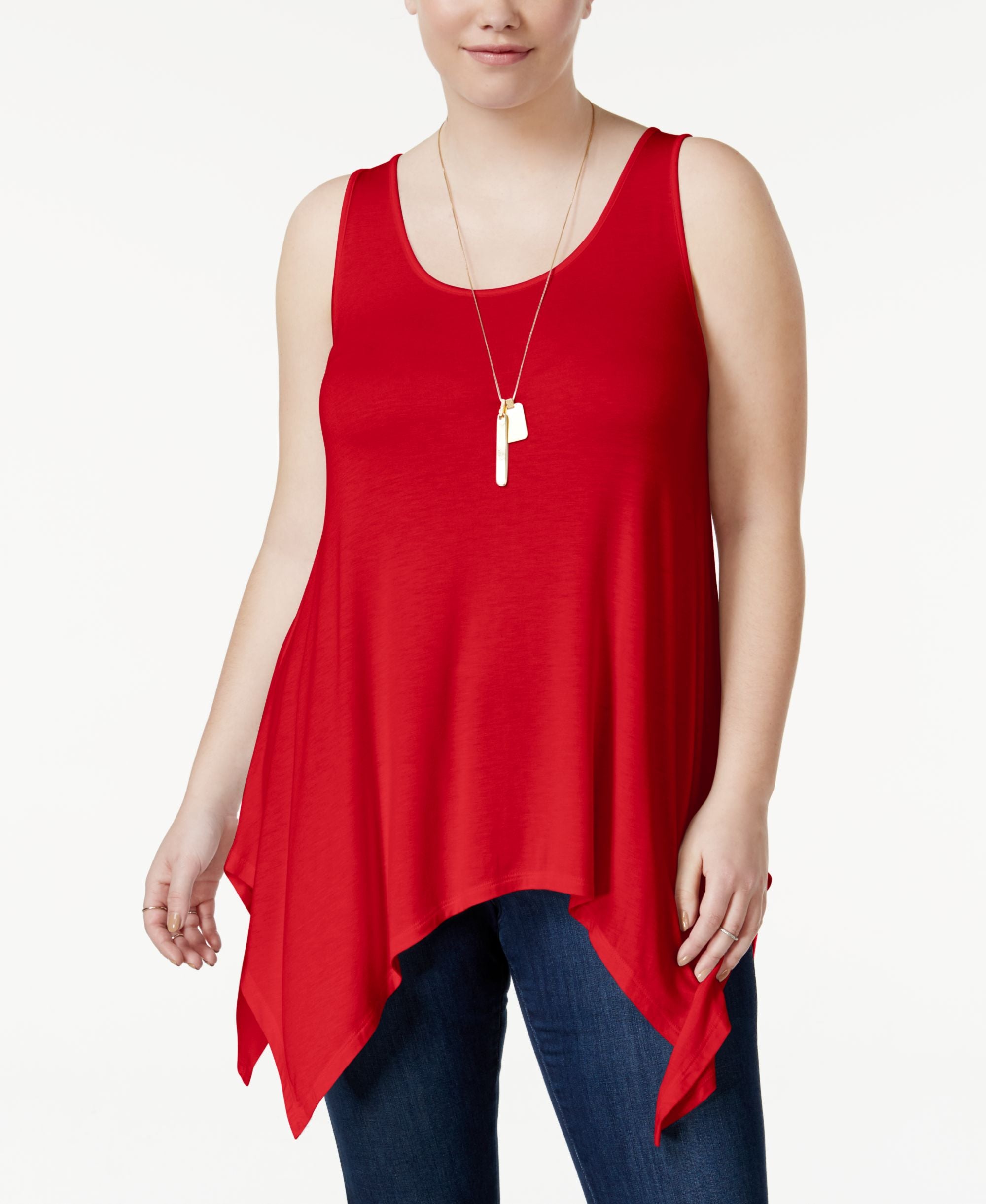 Celebrity Pink Modern Plus Size Handkerchief Hem Tank Premium Top