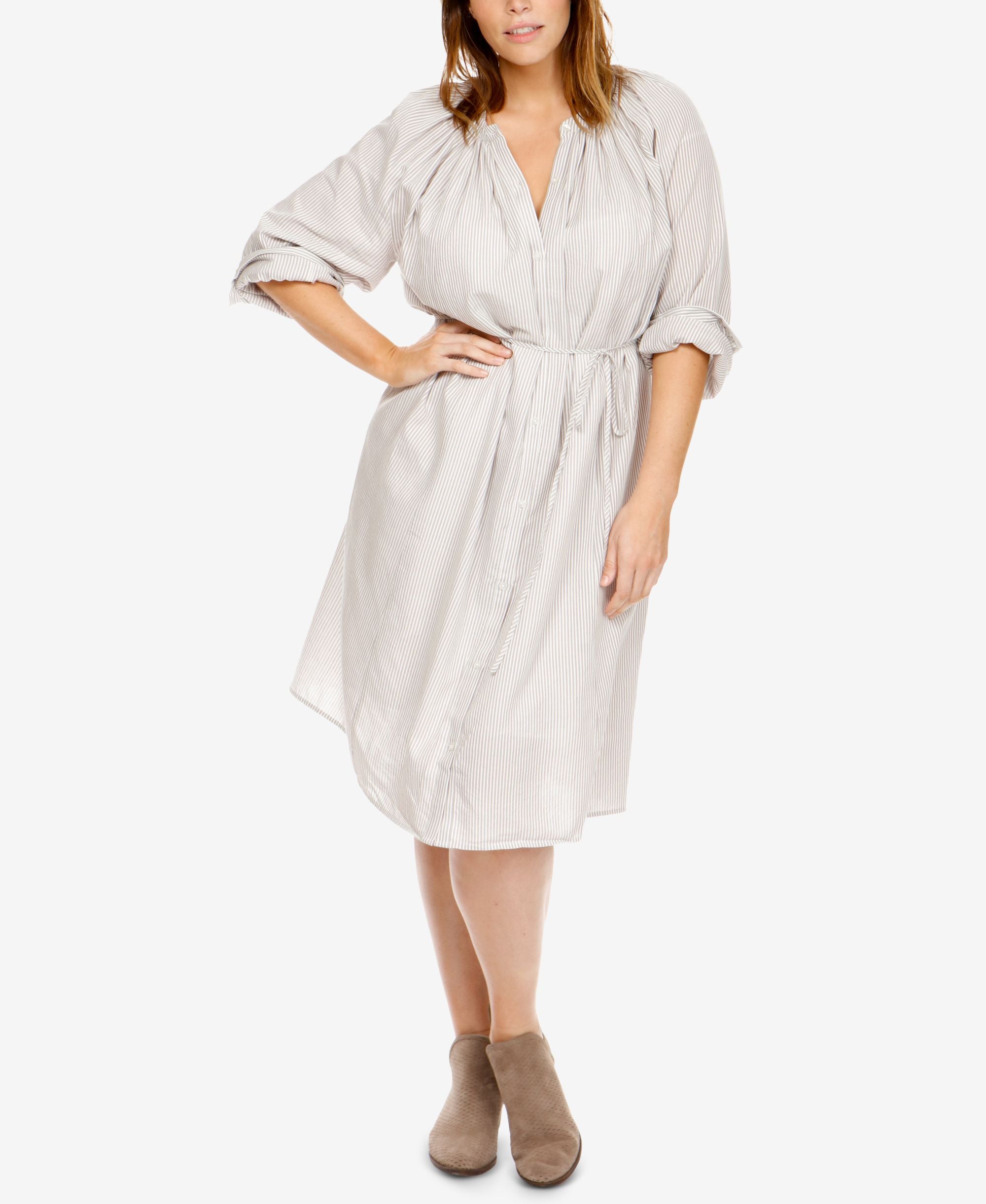 Lucky Brand Plus Size Cotton Striped Modern Shirt Dress