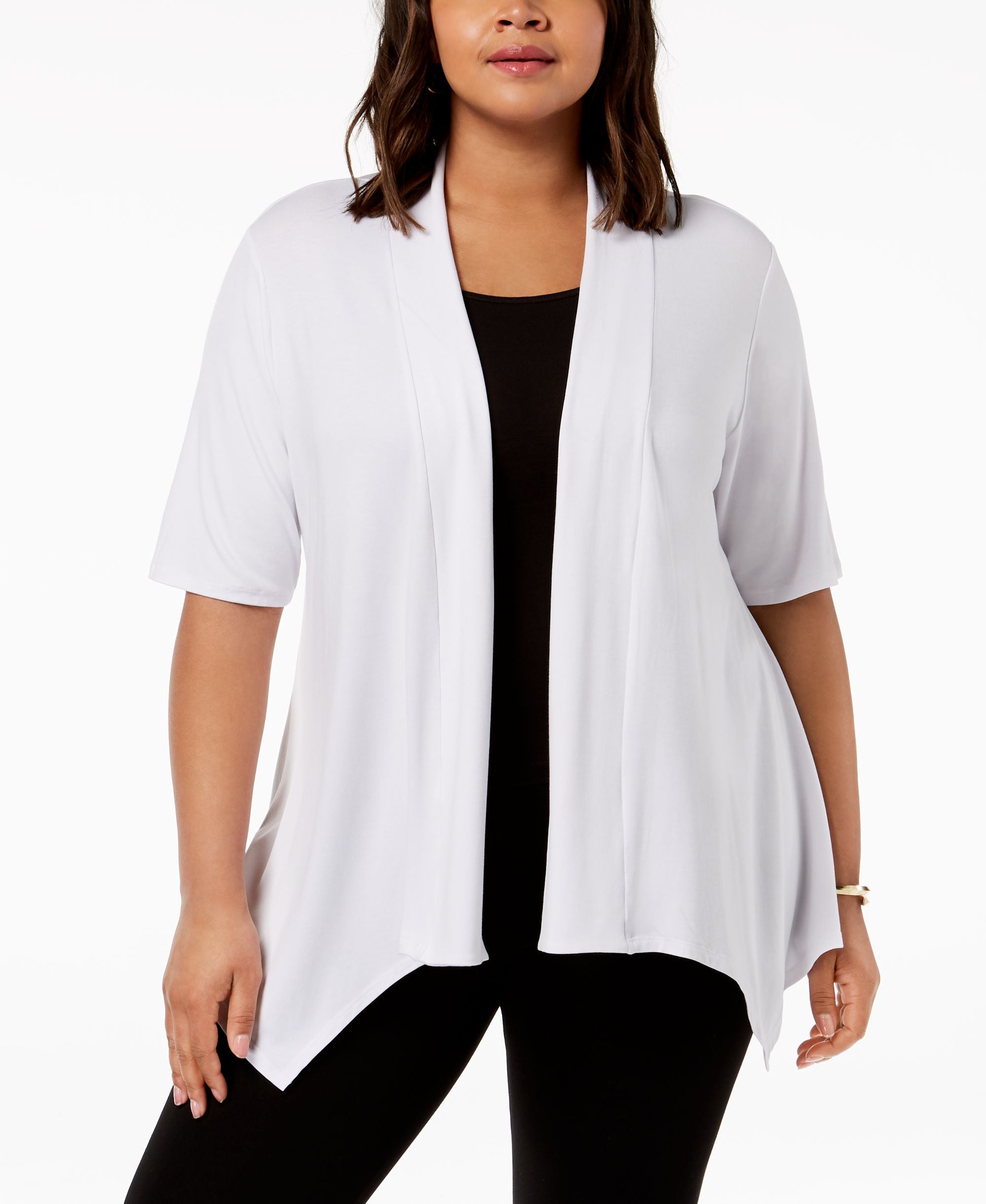 NY Collection Plus Size Handkerchief Hem Sweater