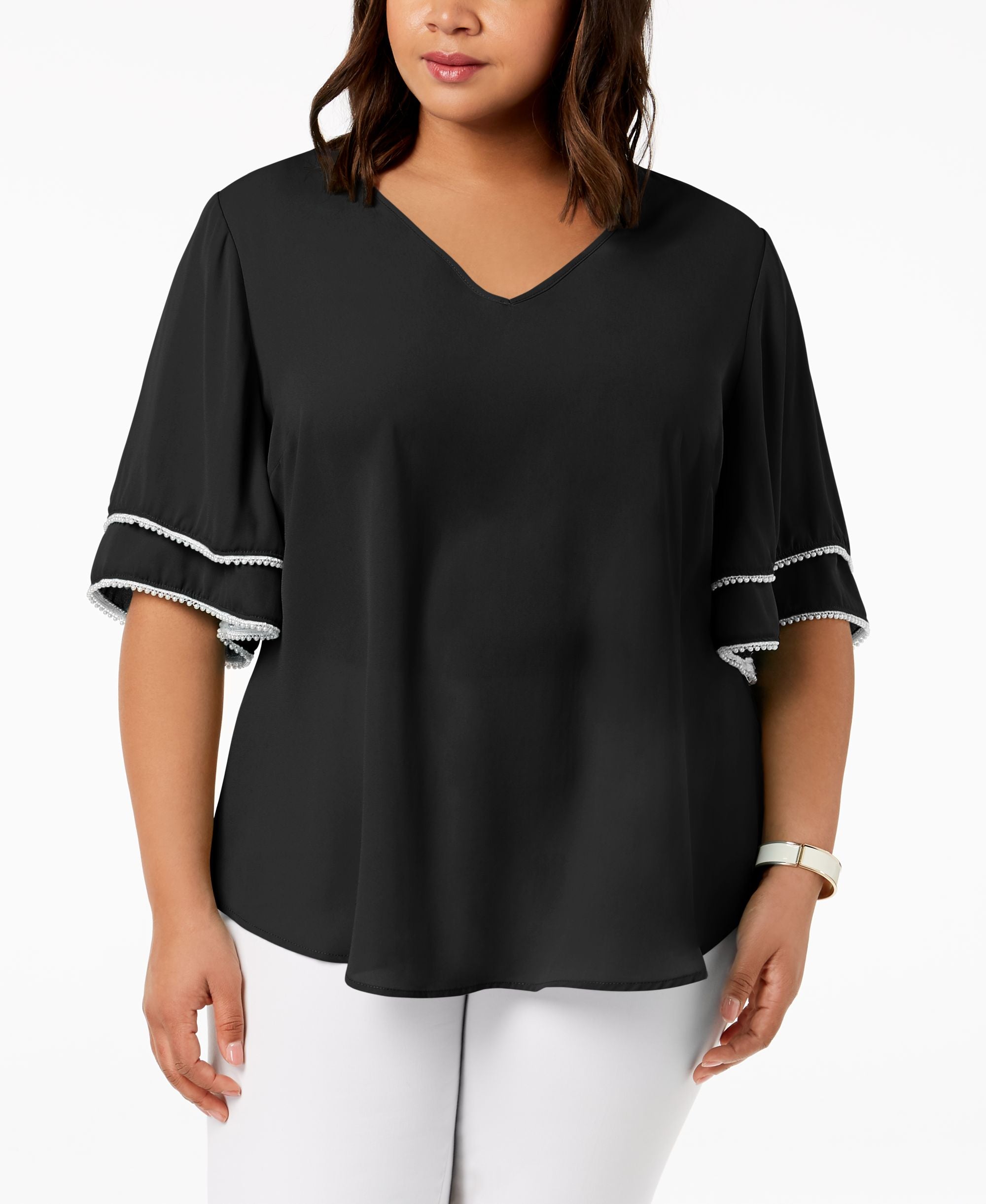NY Collection Plus Size Ruffled Sleeve Premium Top