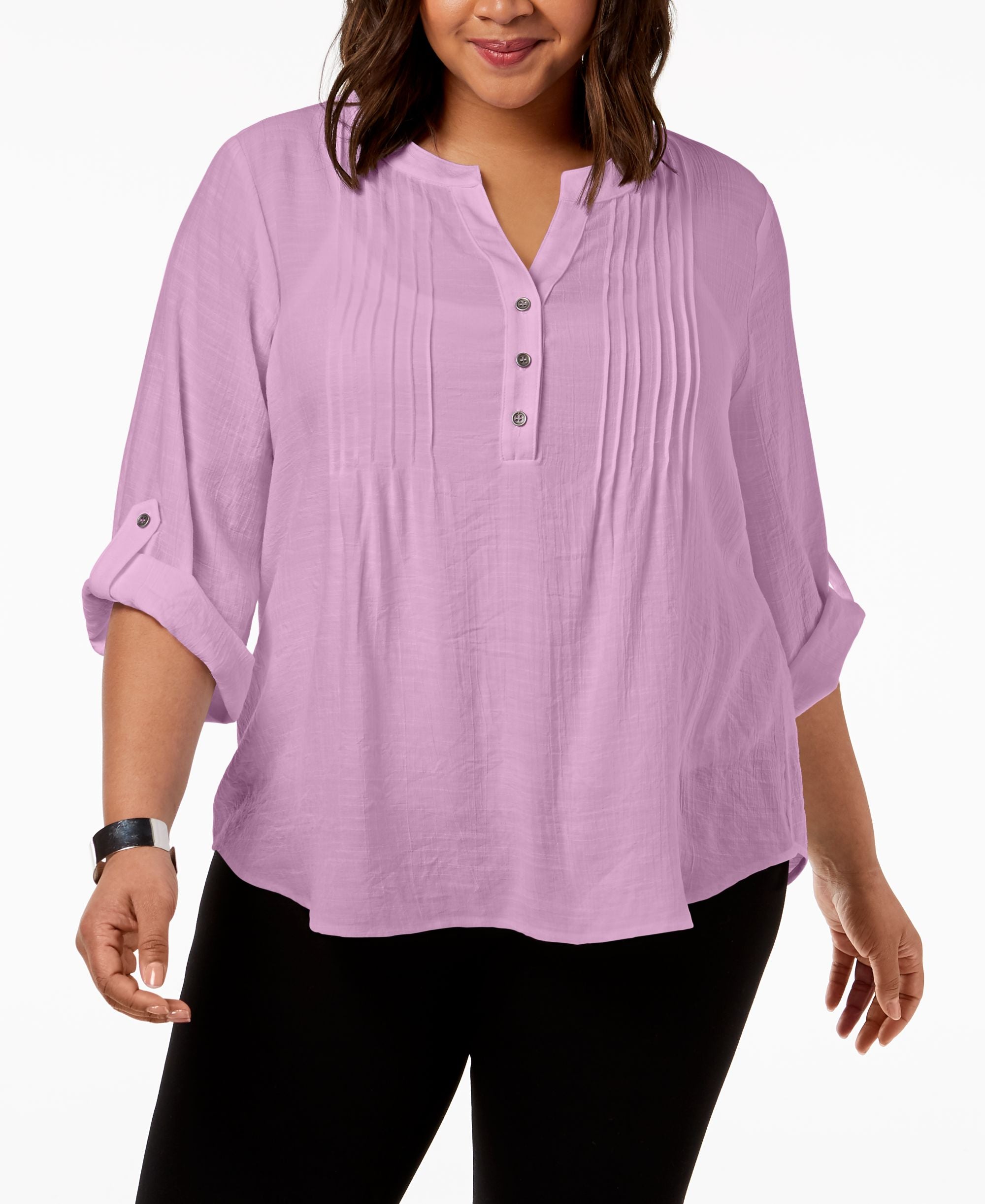 NY Collection Plus Size Pintucked Premium Top
