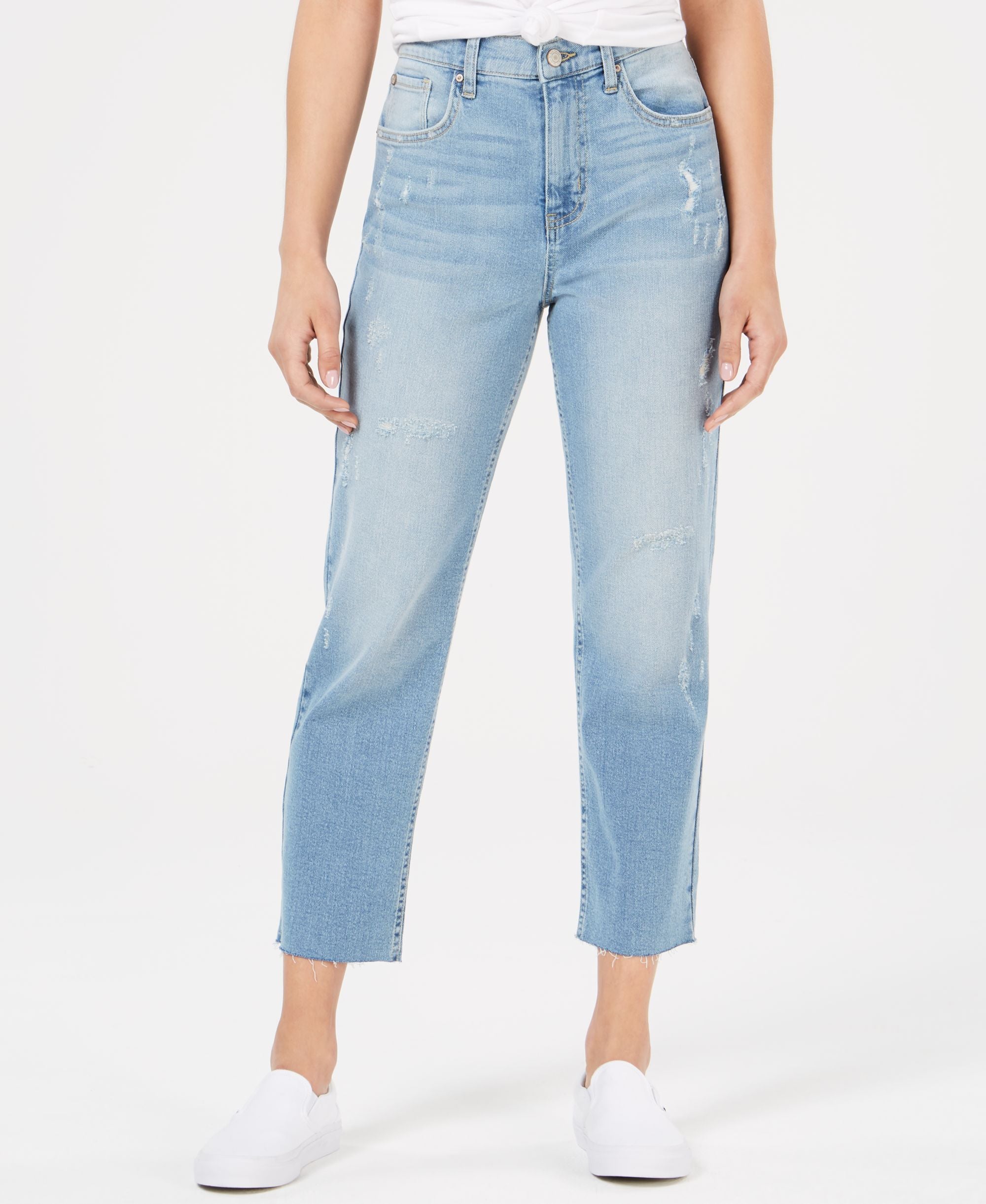 Juniors' Bella Cropped Raw-Edged Premium Jeans
