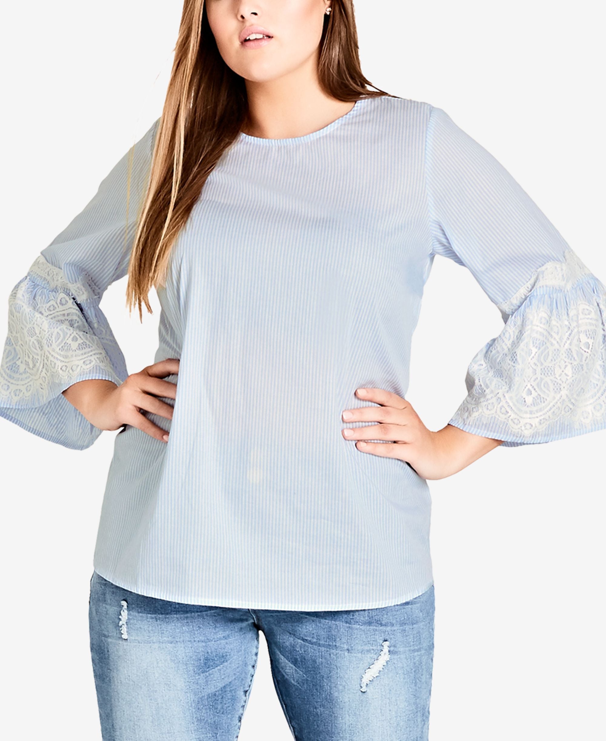 City Chic Modern Plus Size Bell Sleeve Premium Top
