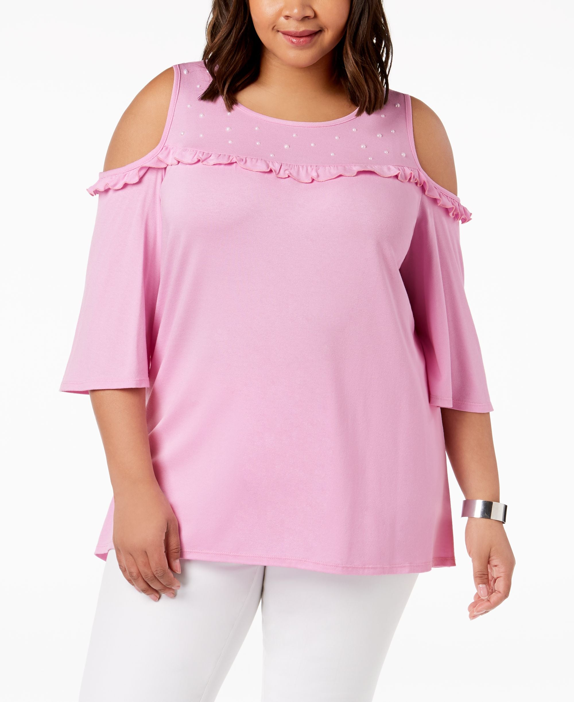 NY Collection Plus Size Cold Shoulder Premium Top