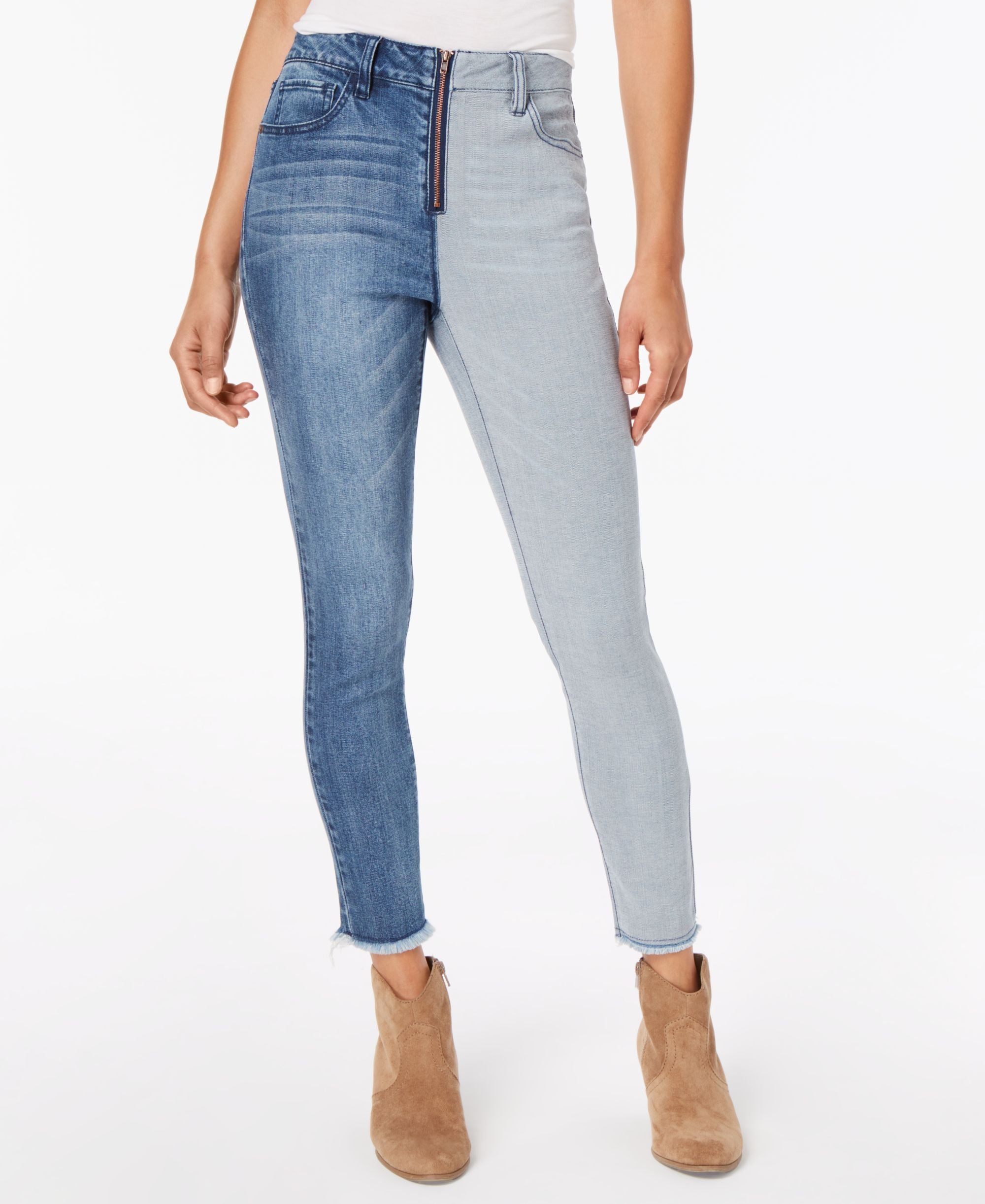 Dollhouse Juniors Two Tone Ankle Skinny-Fit Premium Jeans