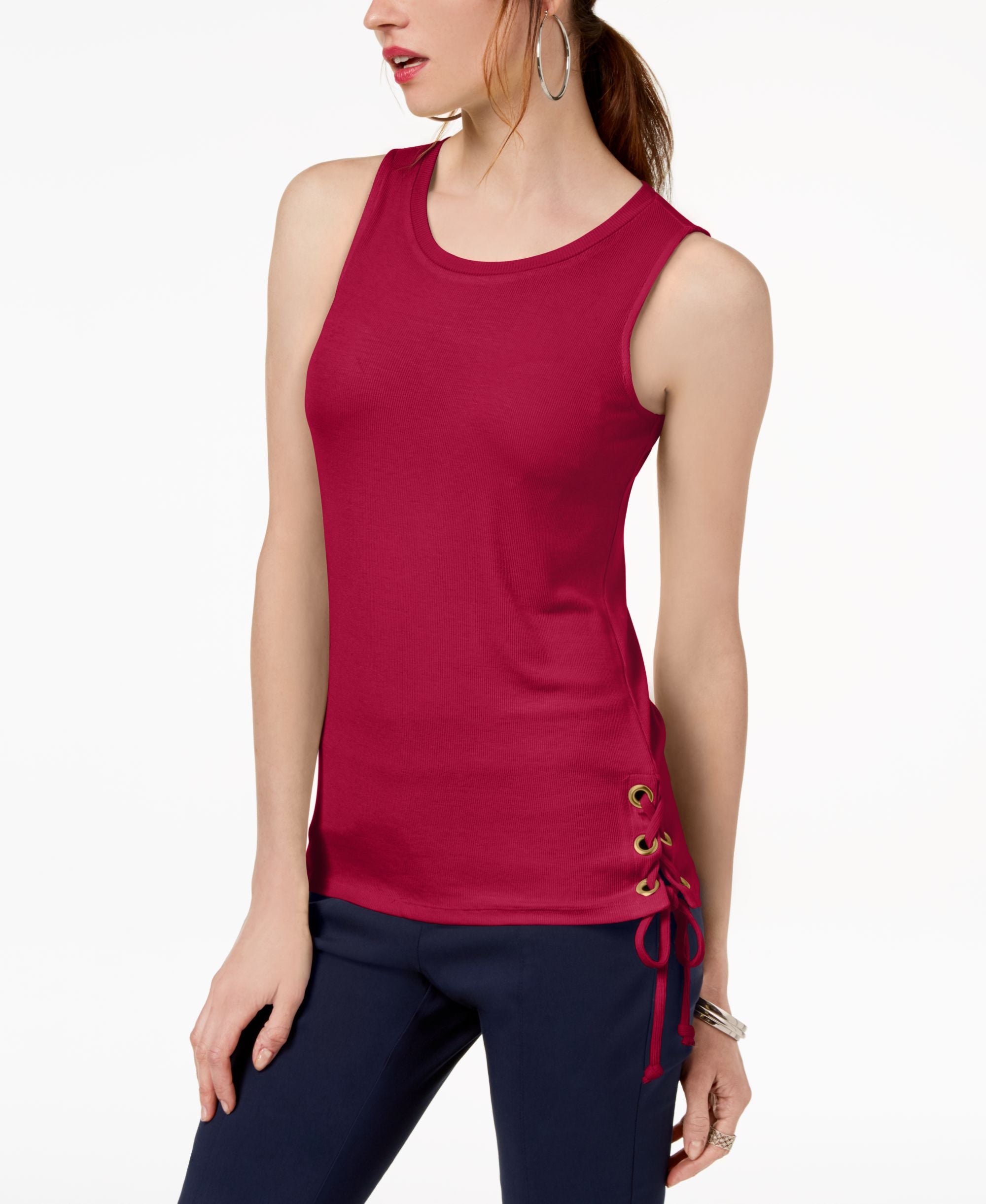 Petite Lace Up Tank Premium Top