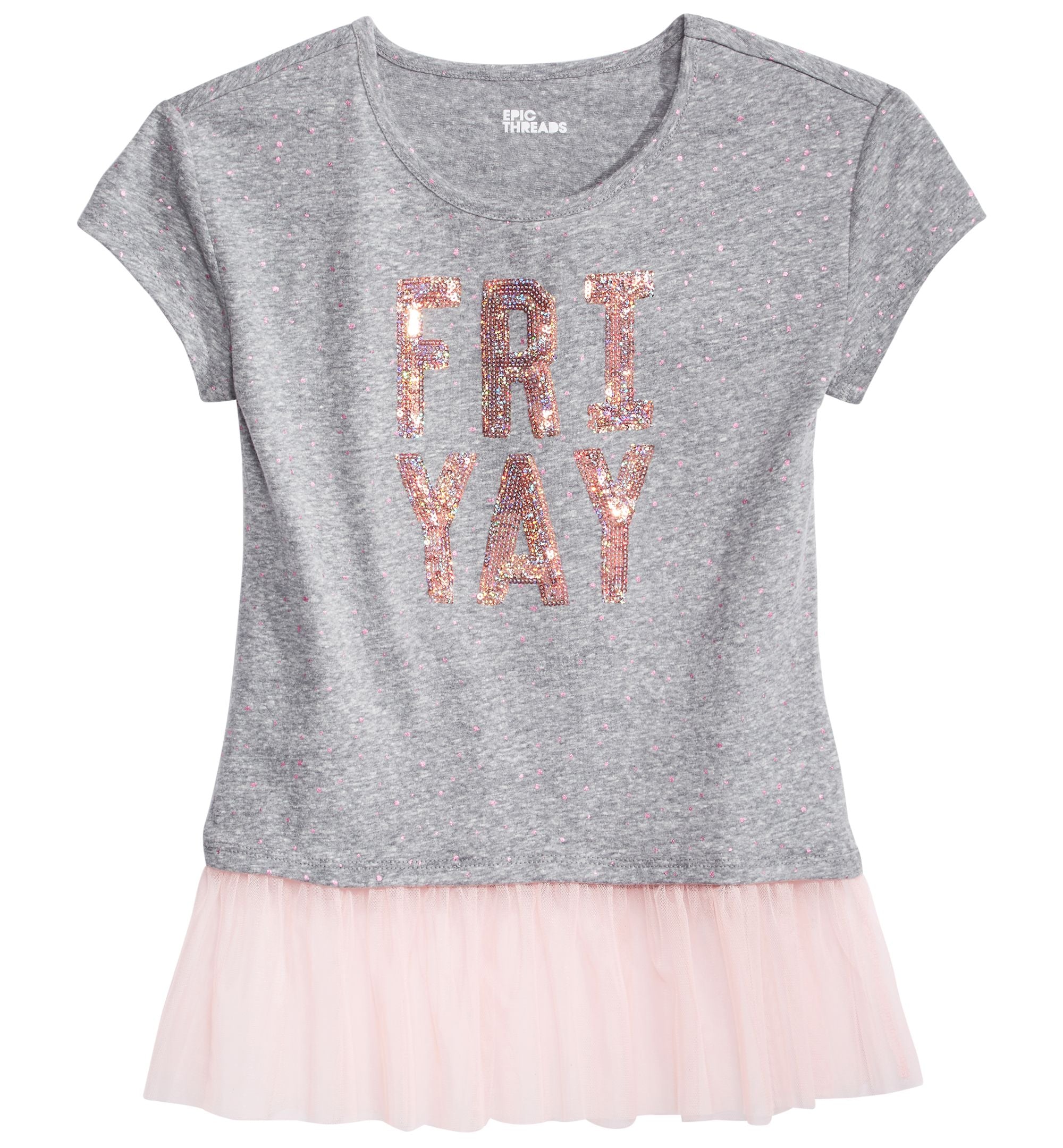 Epic Threads Big Girls Mesh Inset Graphic T-Modern Shirt