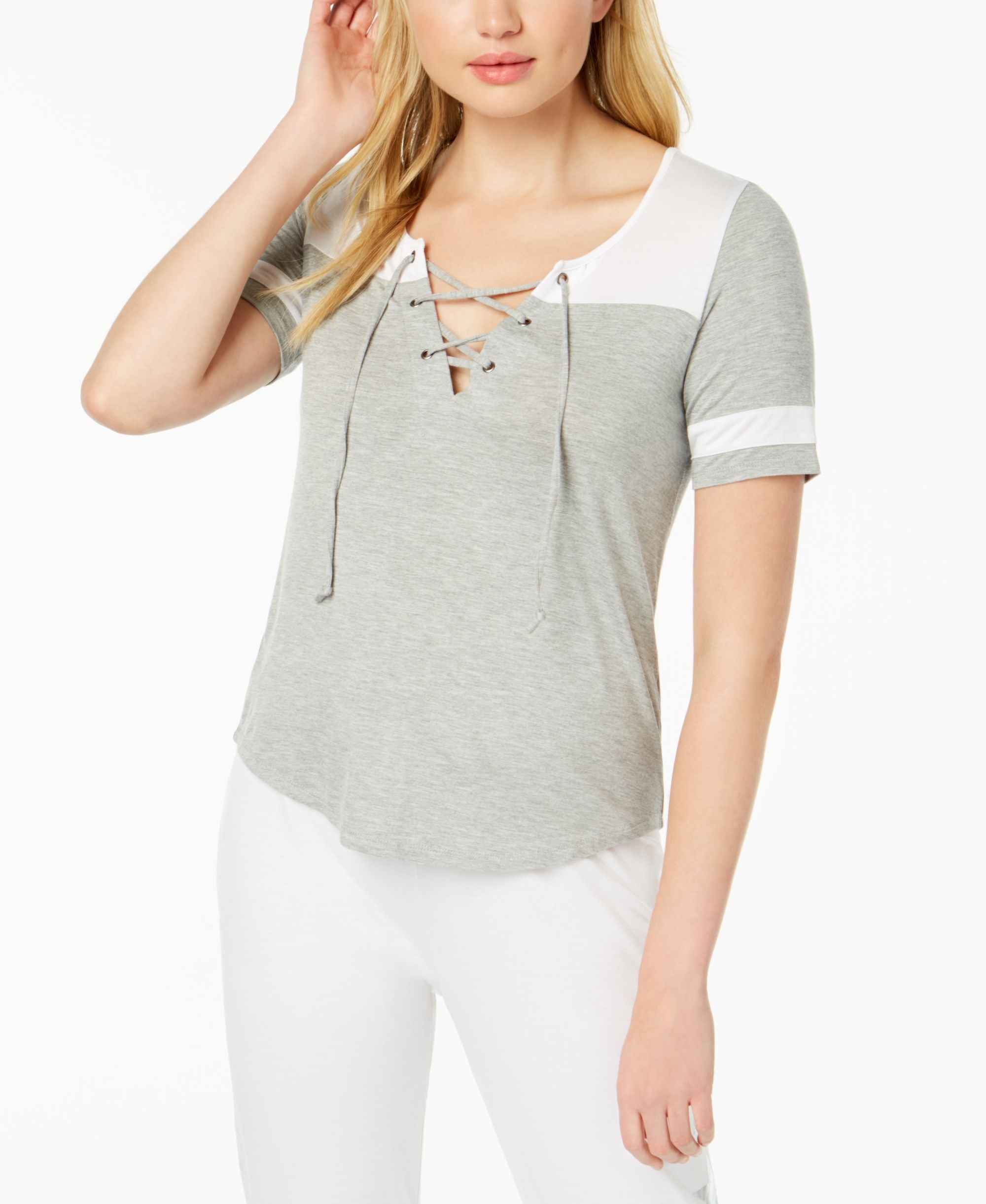 Material Girl Juniors Lace Up T-Modern Shirt
