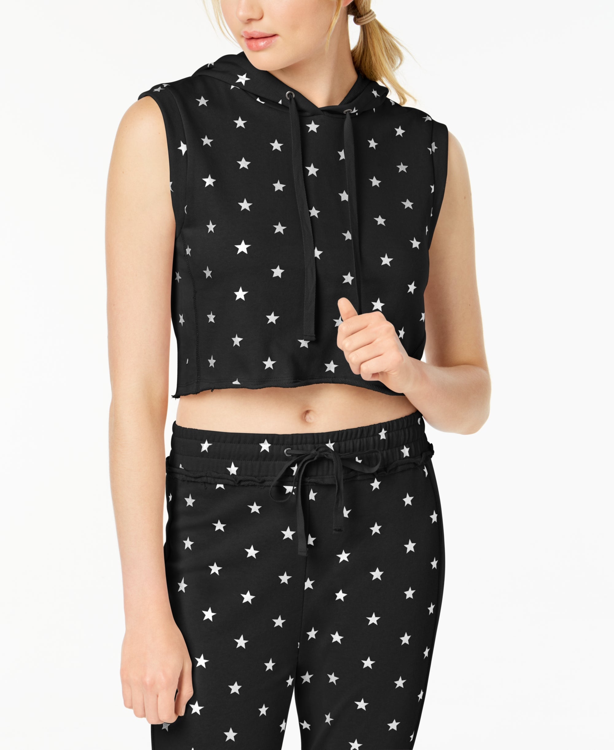 Performance Juniors' Star-Print Muscle Hoodie