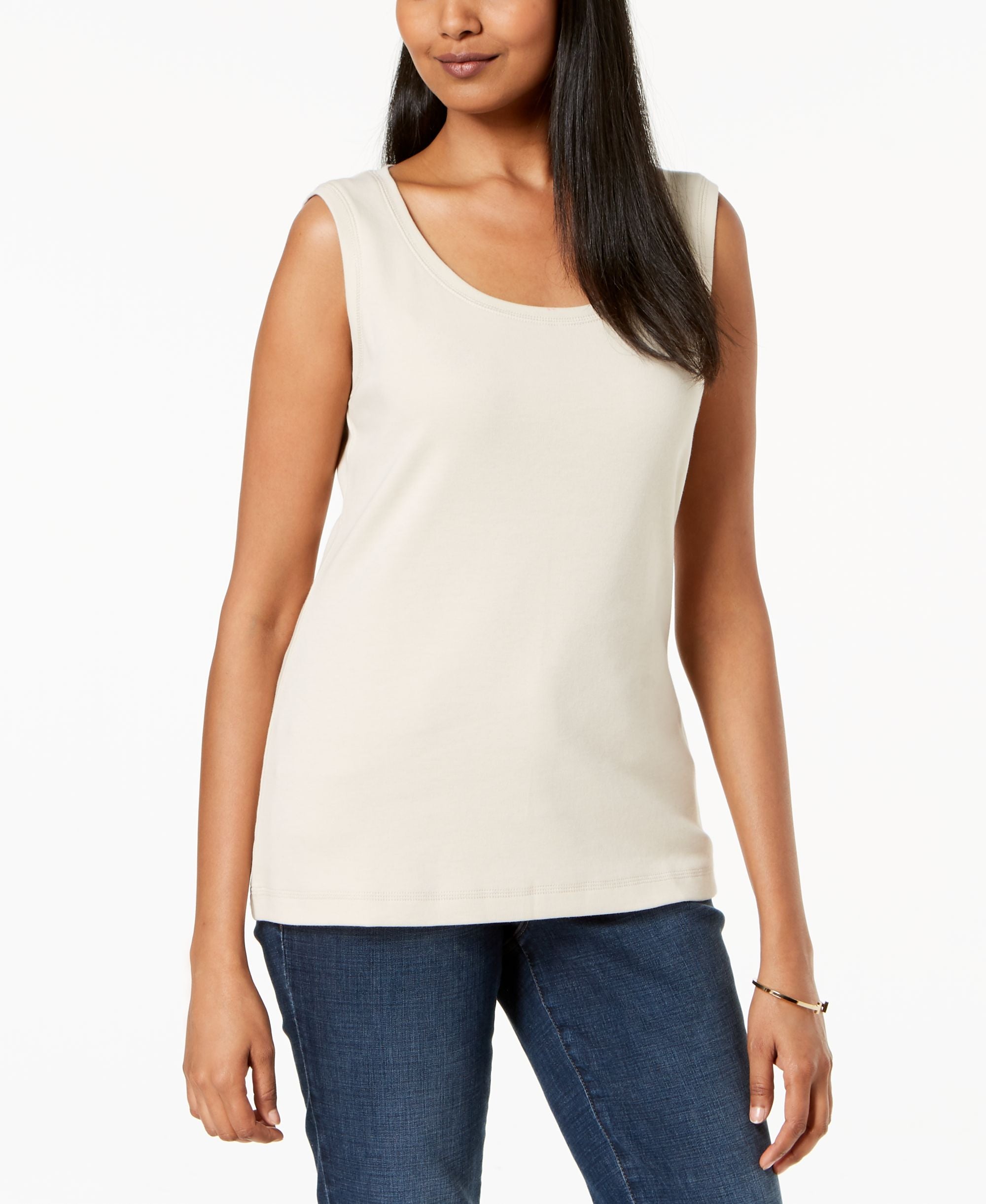 Karen Scott Cotton Sleeveless Scoop Neck Premium Top