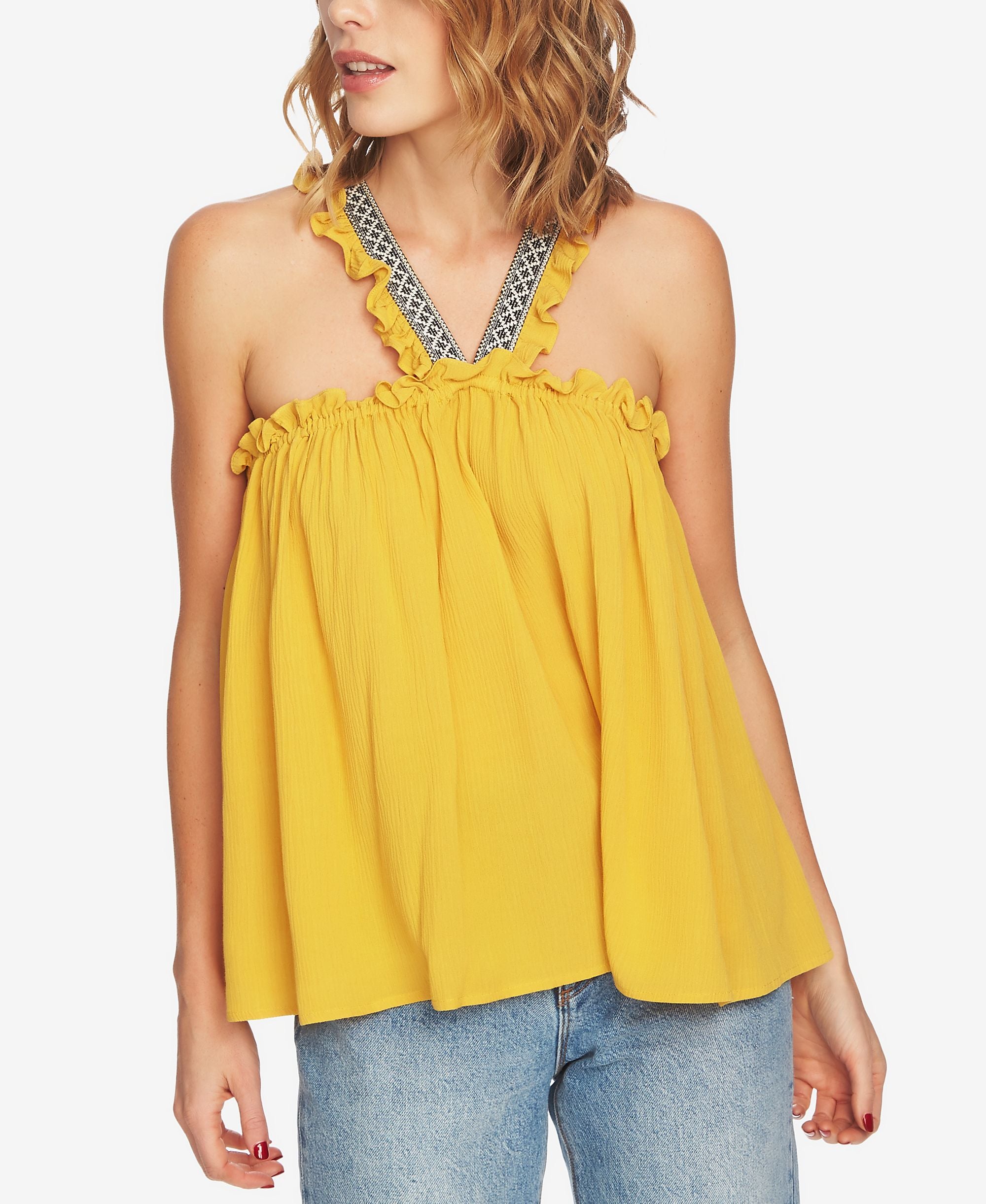 1.State Embroidered V Neck Premium Top