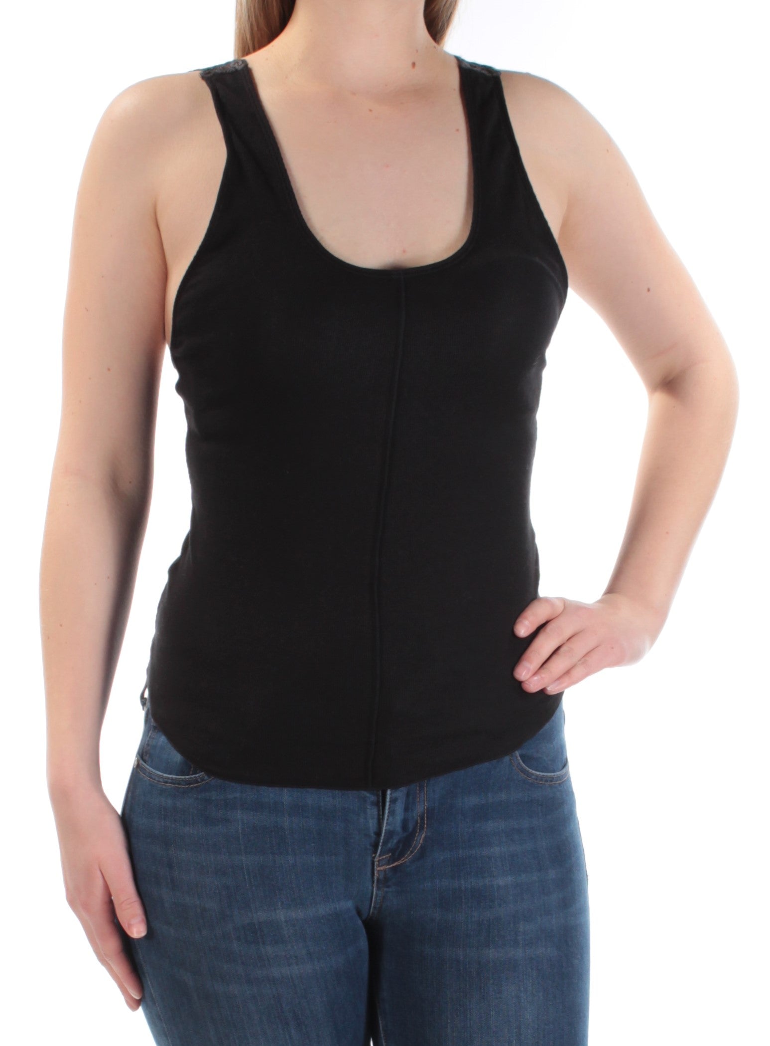 Free People Womens Lace Trim U-Neck Tank Premium Top