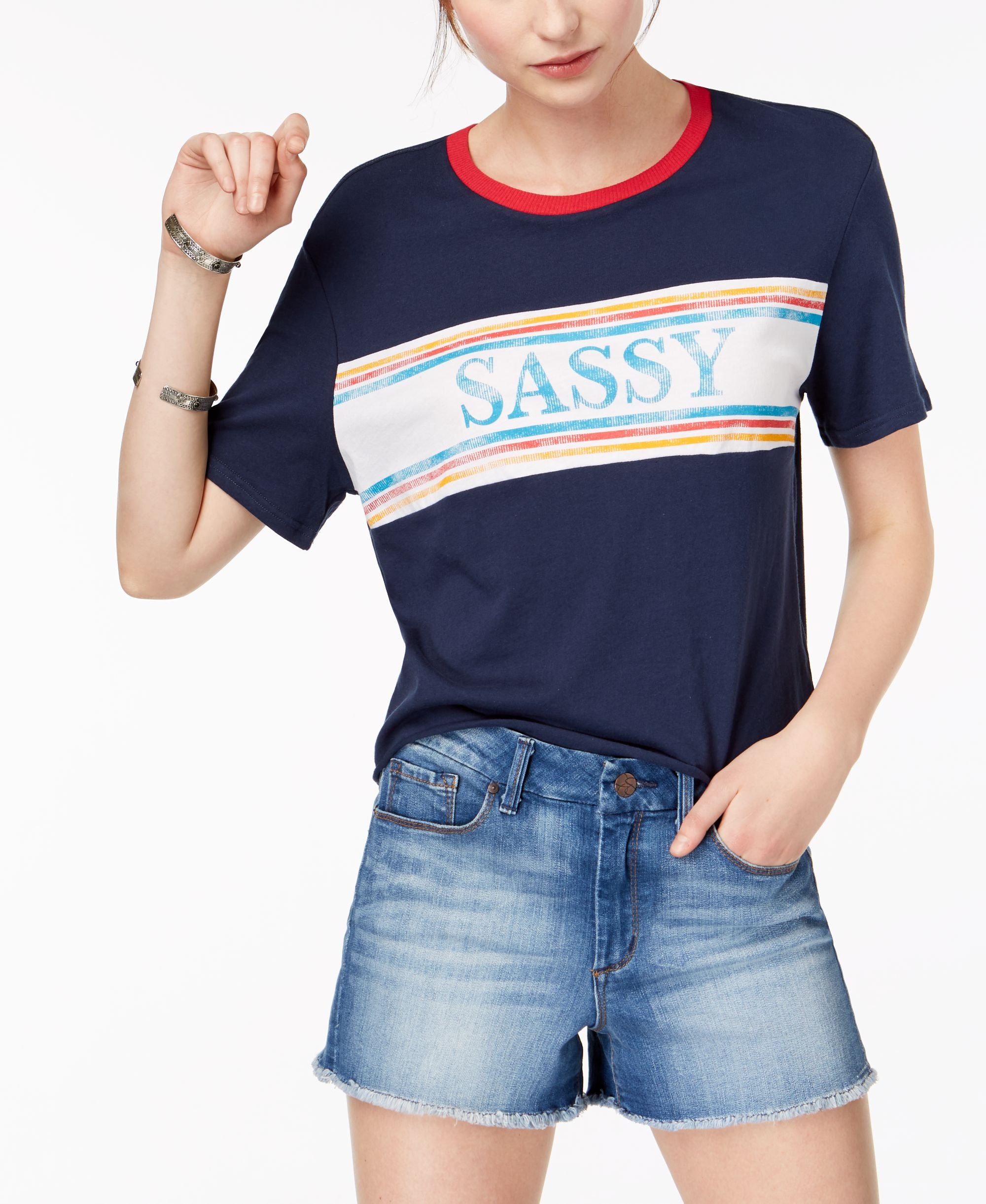 Juniors' Sassy Cotton Graphic T-Modern Shirt