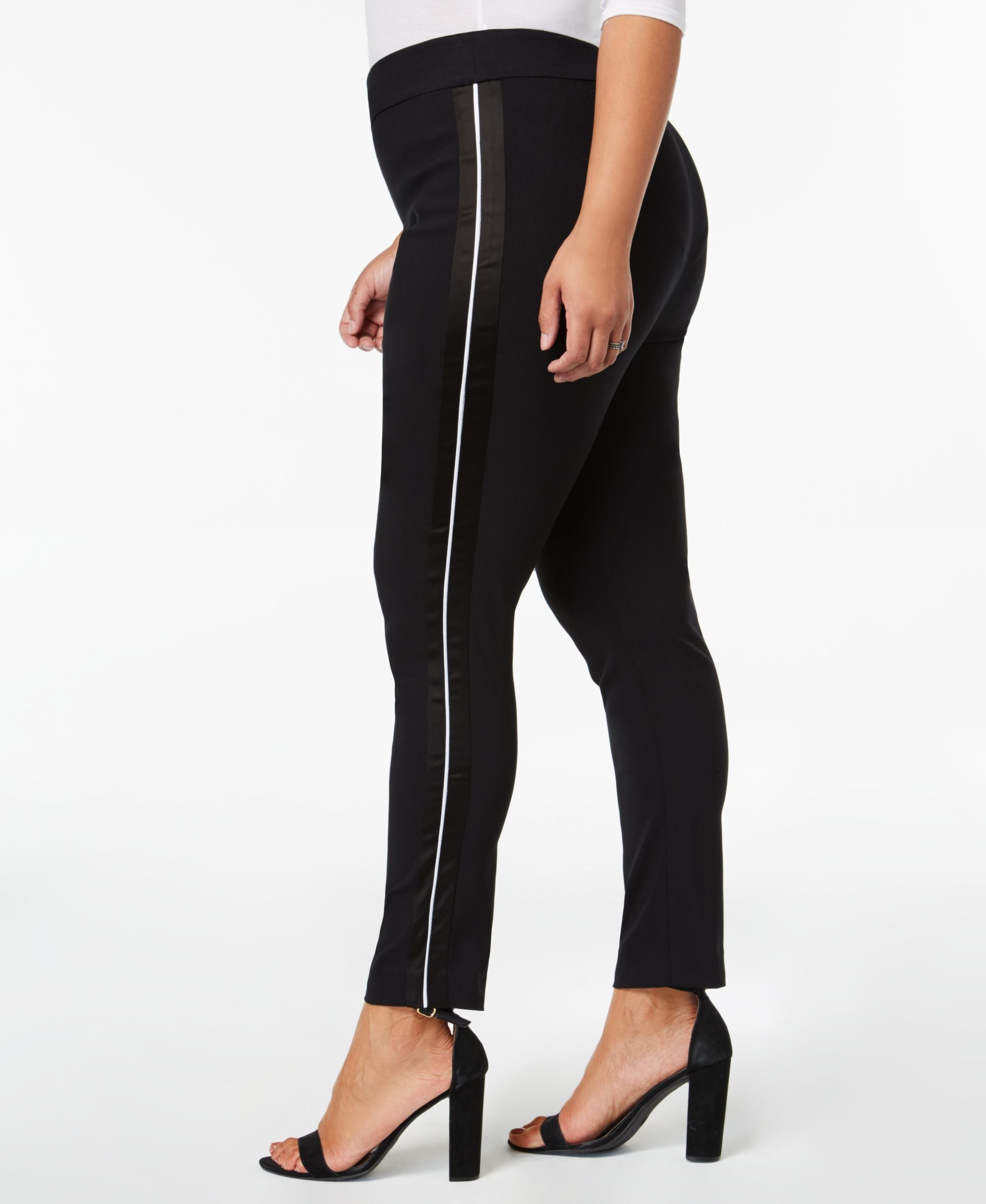 I.N.C. Plus Size Satin-Stripe Skinny-Fit Signature Pants