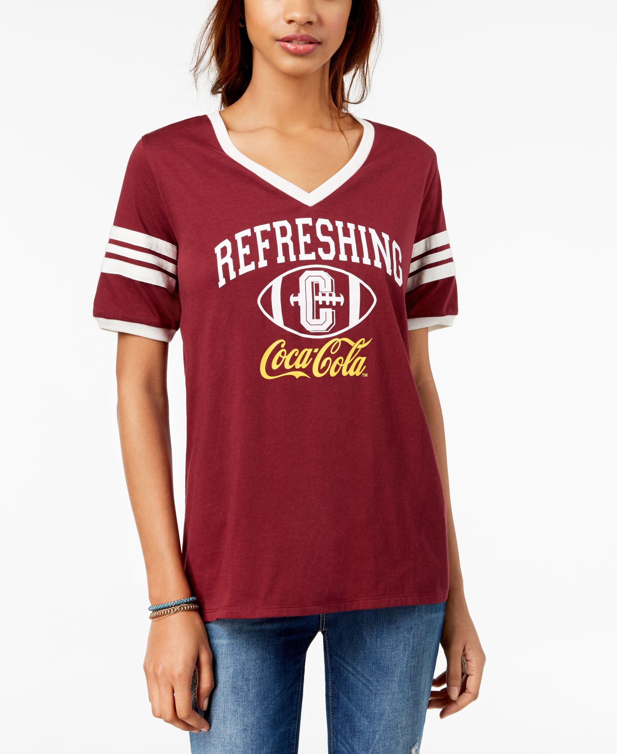Freeze 24 7 Juniors Coca Cola Graphic Varsity T-Modern Shirt