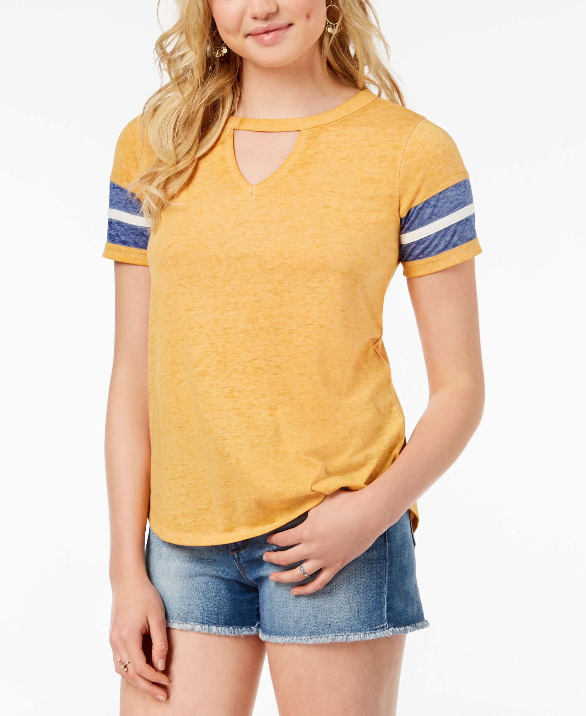 Hippie Rose Juniors Cutout Varsity T-Modern Shirt