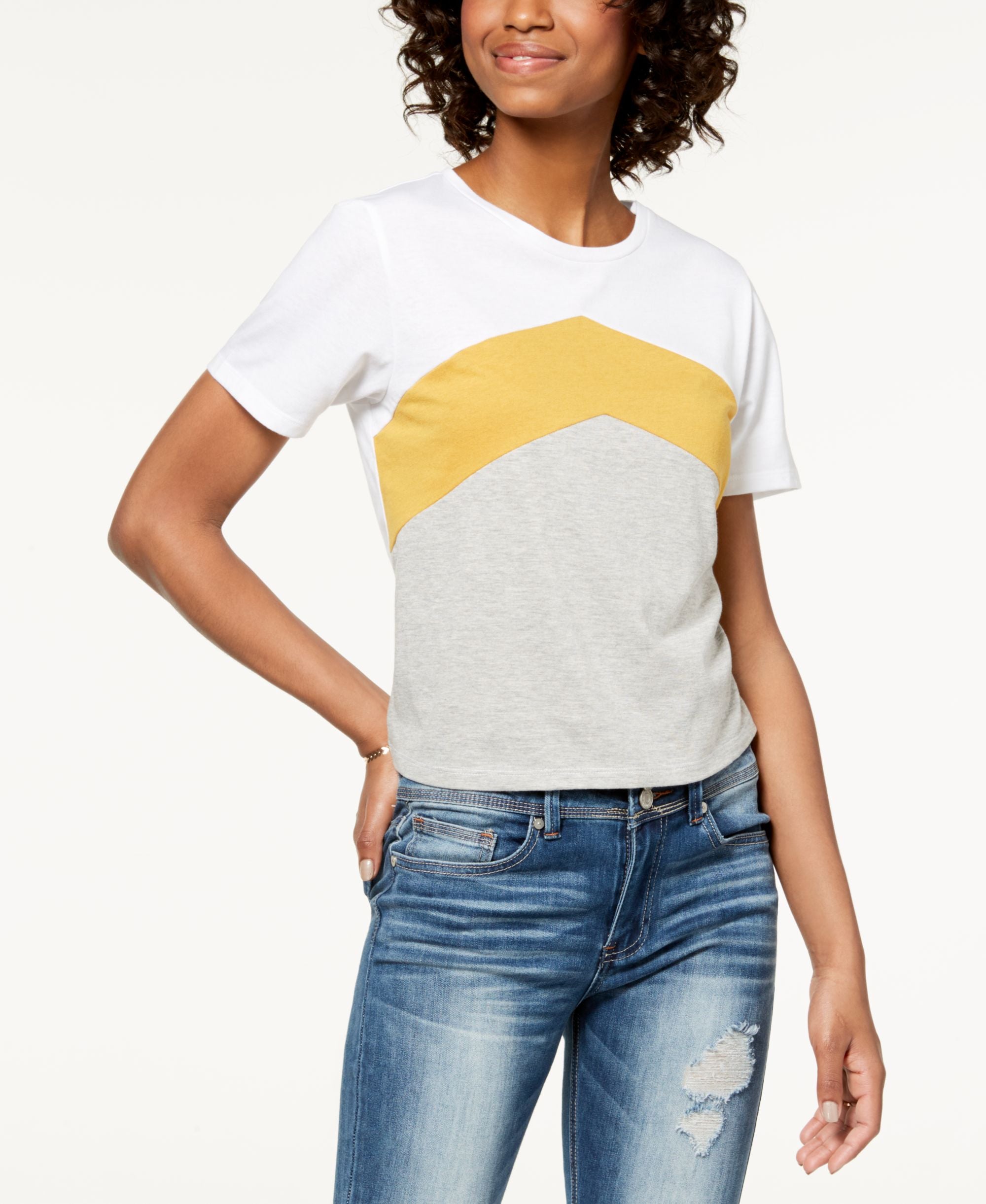 by Ikeddi Juniors' Colorblocked Chevron-Stripe T-Modern Shirt