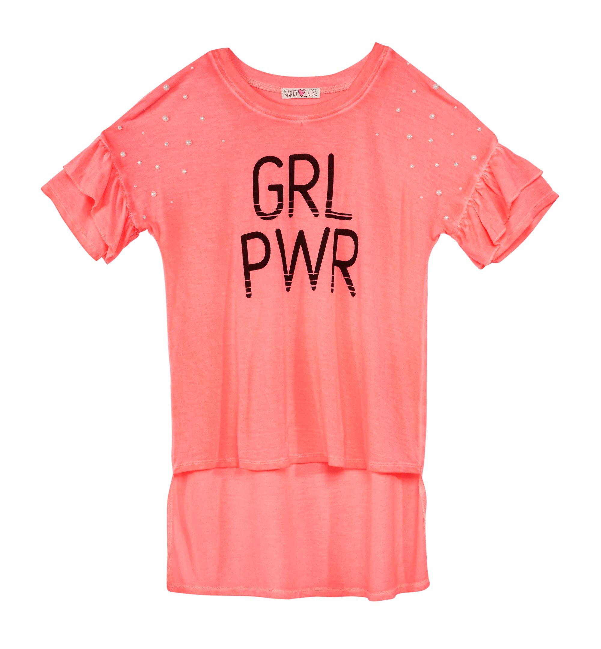 Big Girls Pearl-Trim High-Low Hem T-Modern Shirt