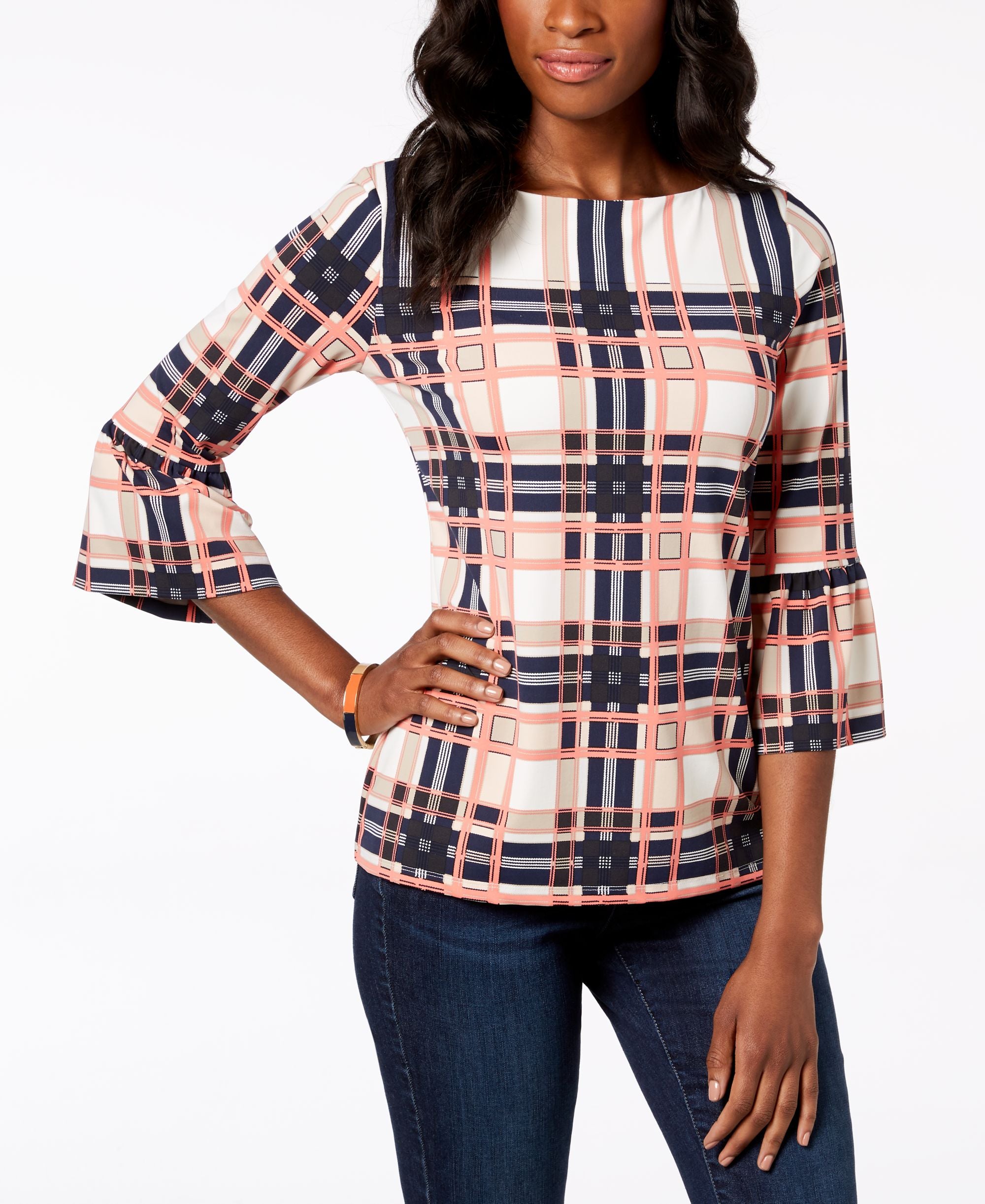 Charter Club Printed Flutter-Sleeve Premium Top