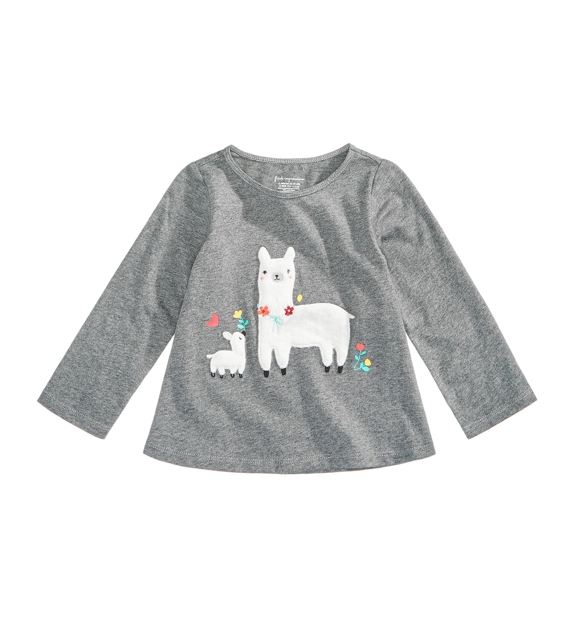 First Impressions Baby Girls Llama Print Cotton T-Modern Shirt