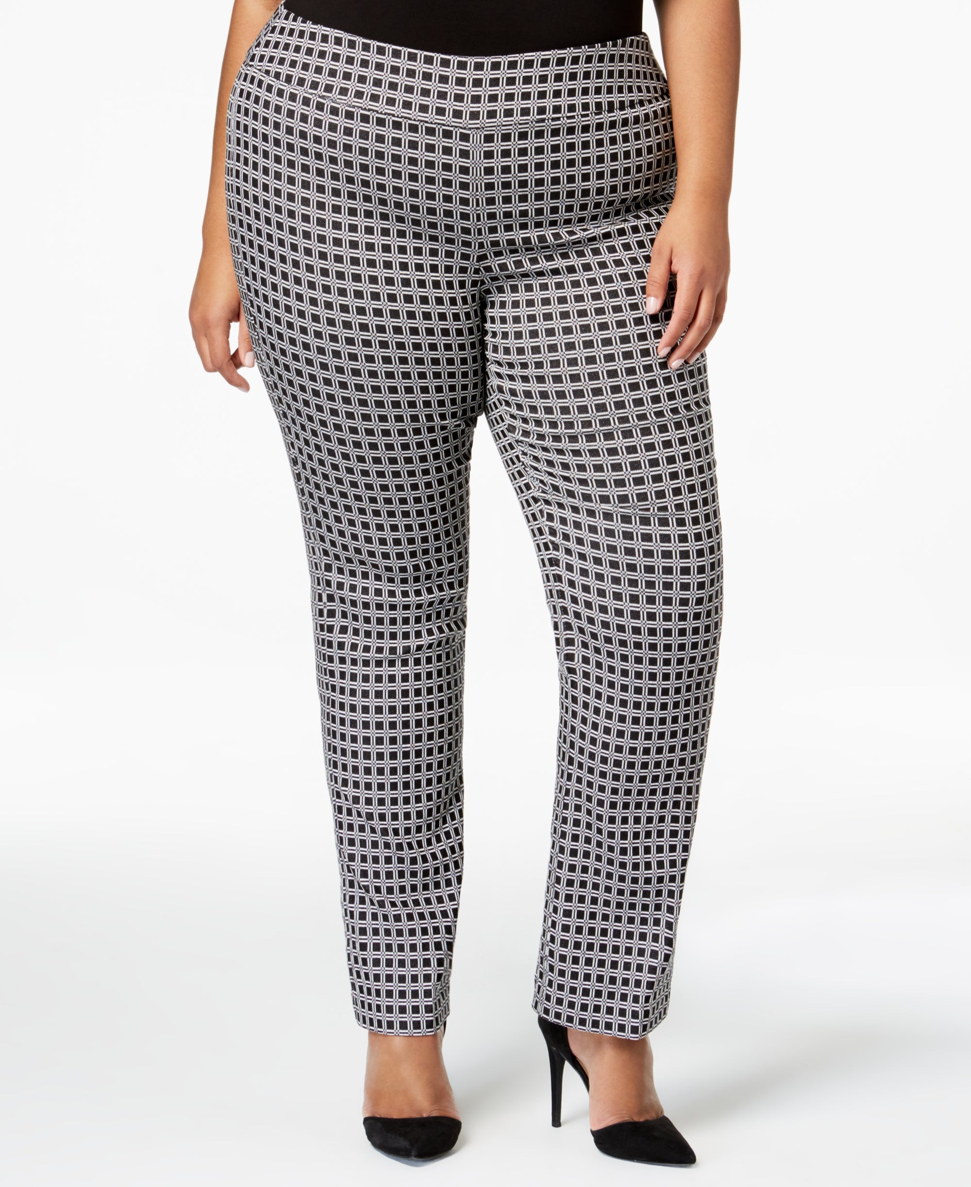 Alfani Plus Size Jacquard Print Comfort-Waist Trousers
